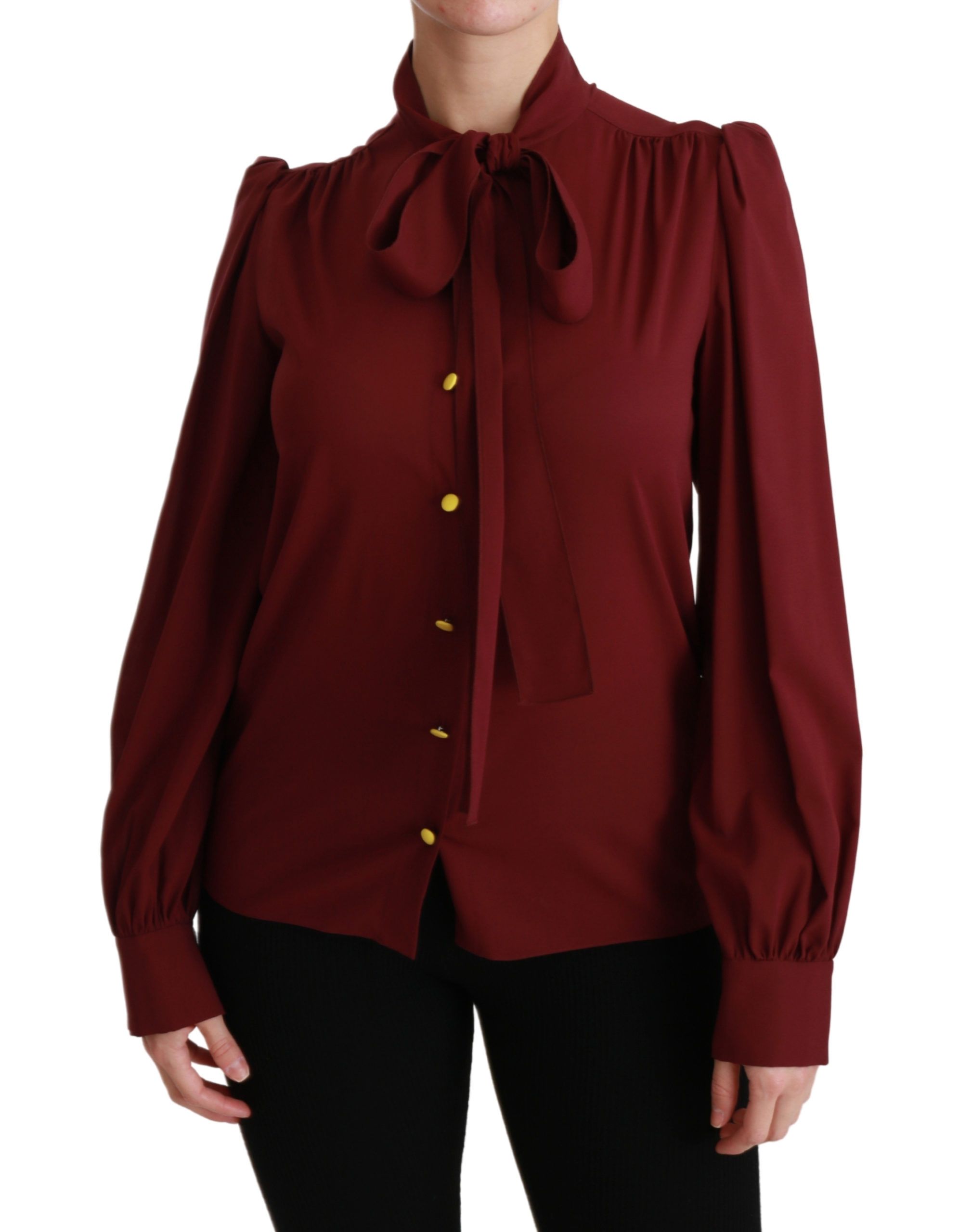 Dolce & Gabbana Elegante kastanienbraune Polobluse aus Seidenmischung