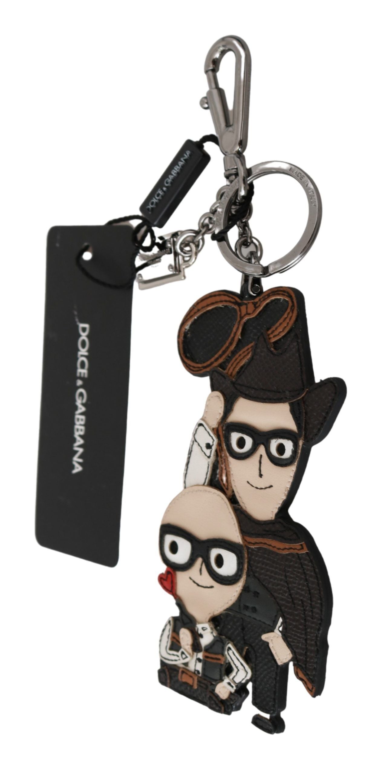 Dolce & Gabbana Schicker Schlüsselanhänger mit Lederbesatz und Messingakzenten