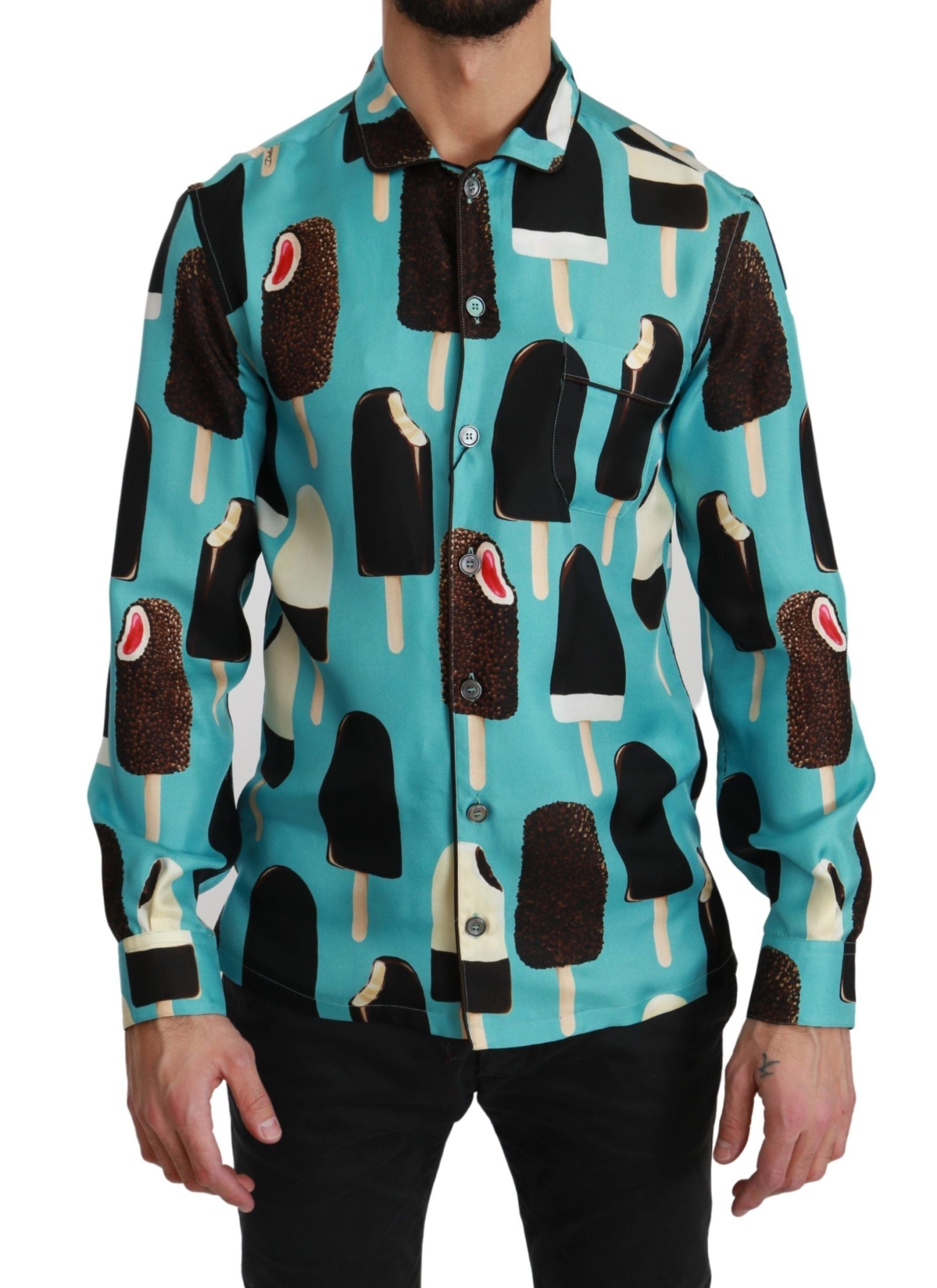 Dolce & Gabbana – Exklusives Hemd aus Seidenmischung mit Eiscreme-Print