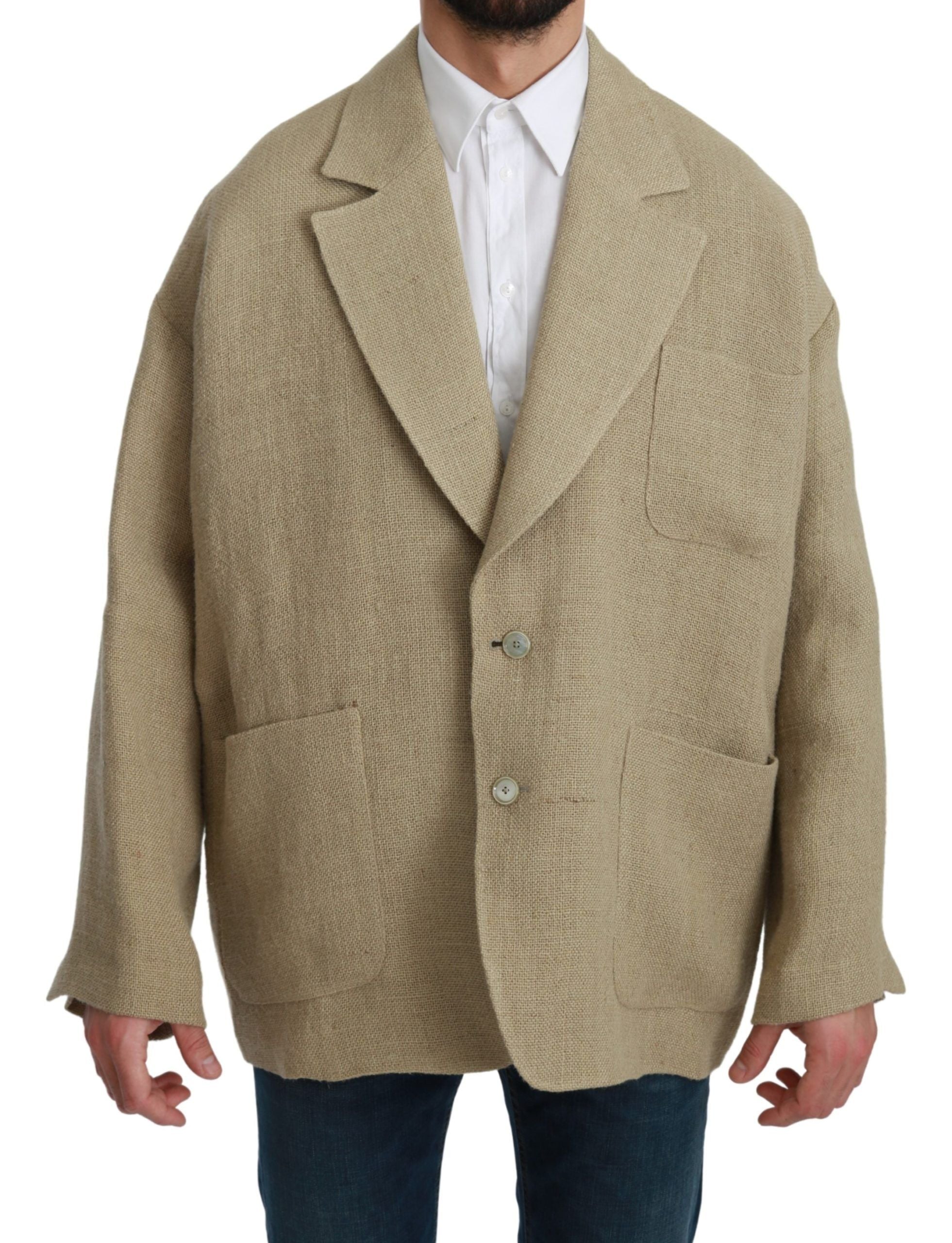 Dolce & Gabbana Schicker einreihiger Jute-Blazer in Beige