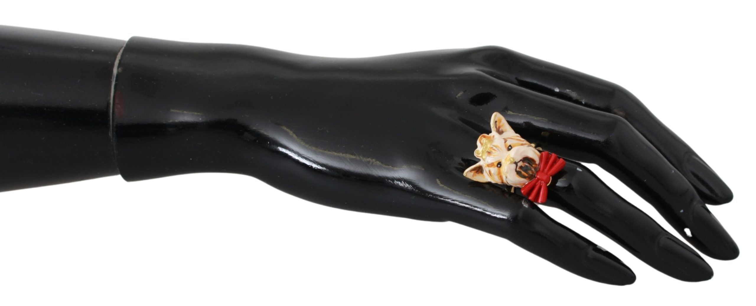 Dolce & Gabbana Schicker goldfarbener Statement-Ring mit Hundemotiv