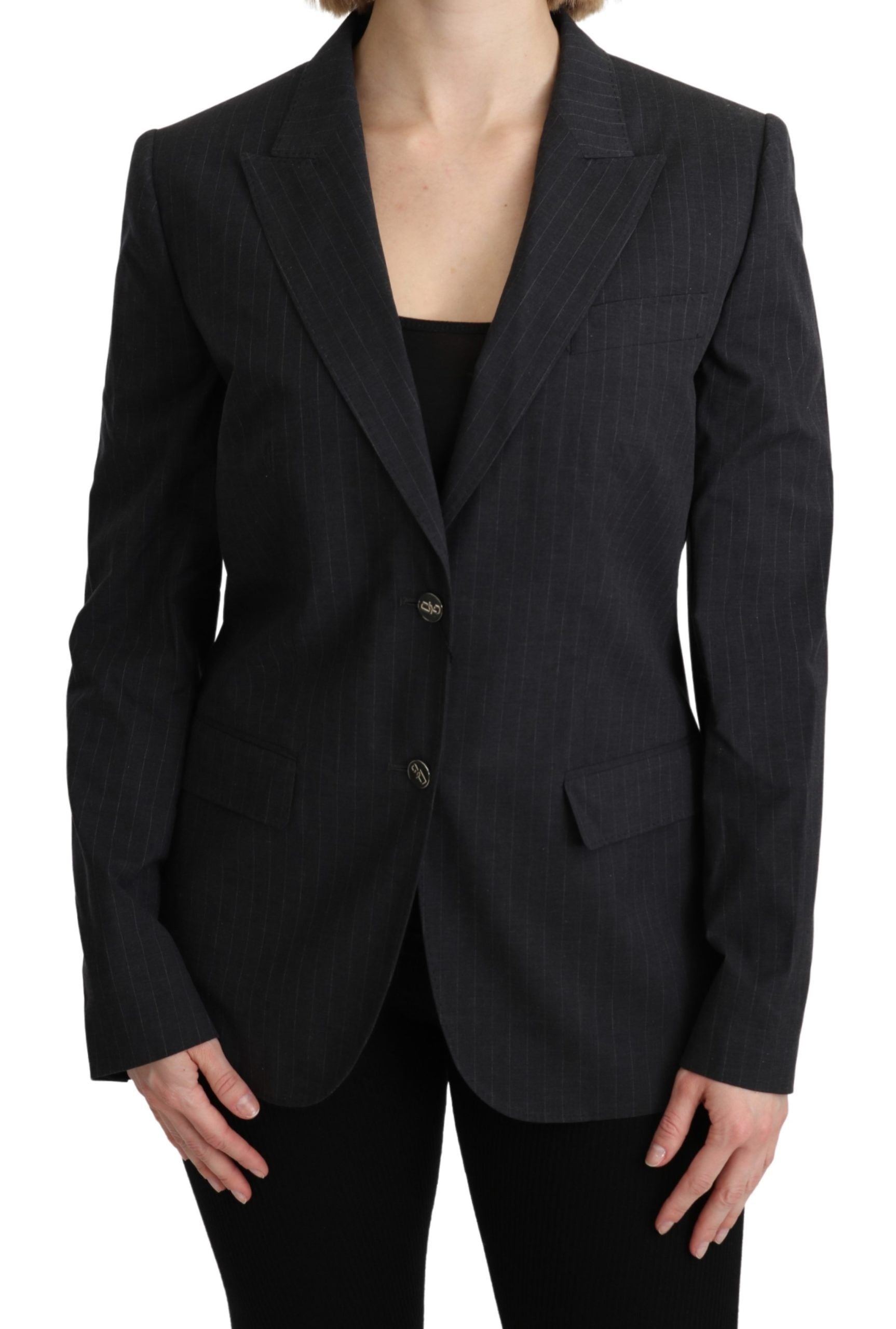 Dolce & Gabbana Eleganter grau gestreifter Baumwollblazer