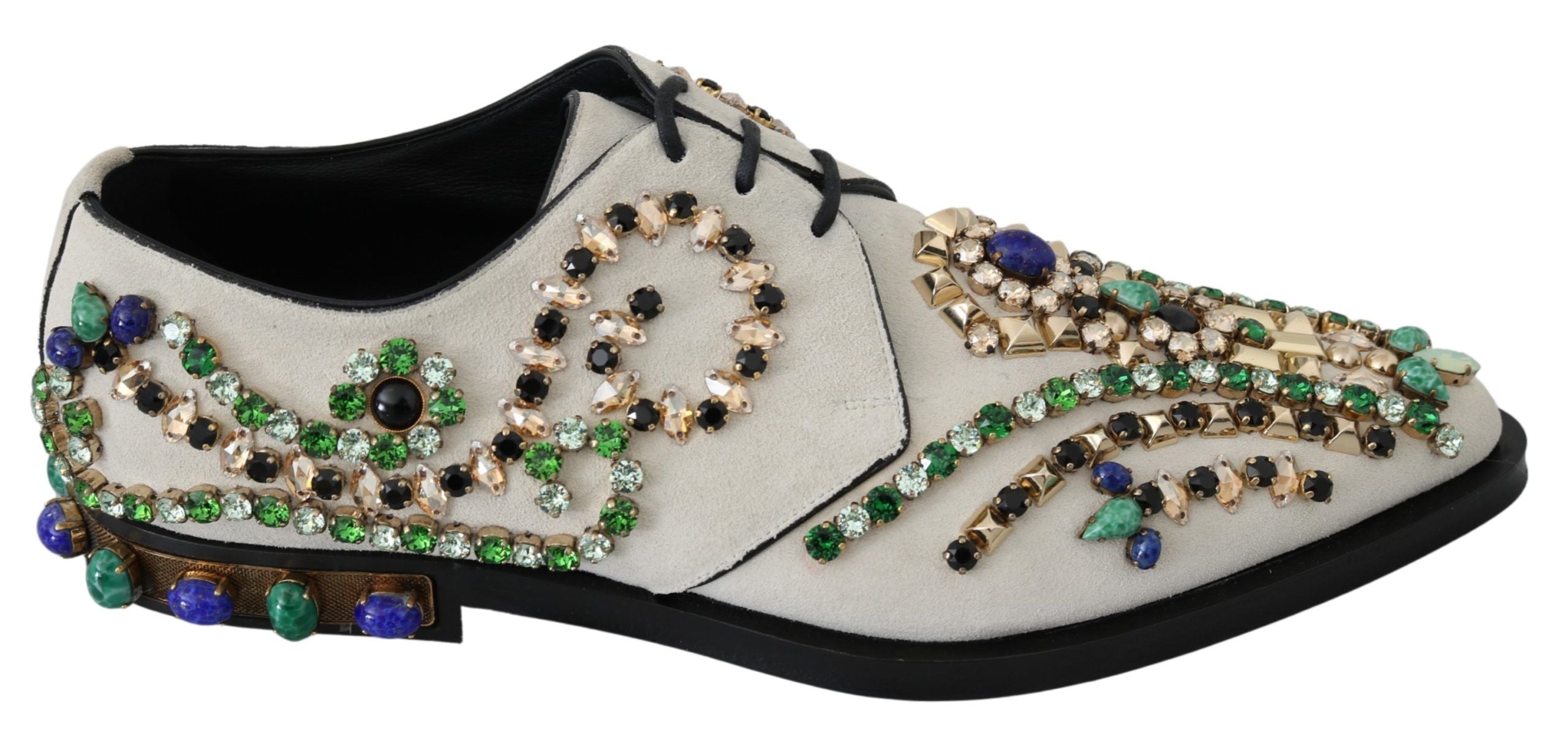 Dolce & Gabbana – Elegante Ballerinas aus weißem Wildleder mit Kristallen