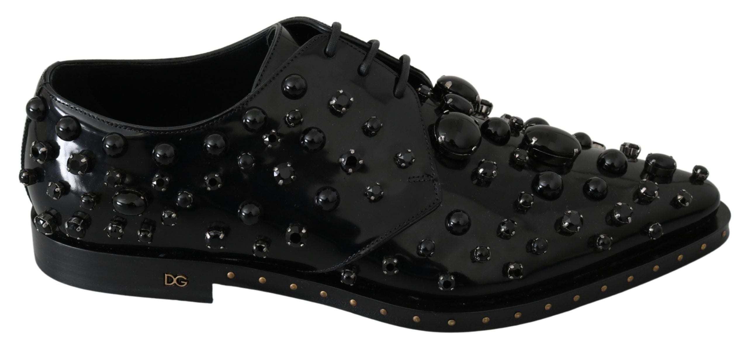Dolce & Gabbana Elegante schwarze Abendschuhe aus Leder mit Kristallen
