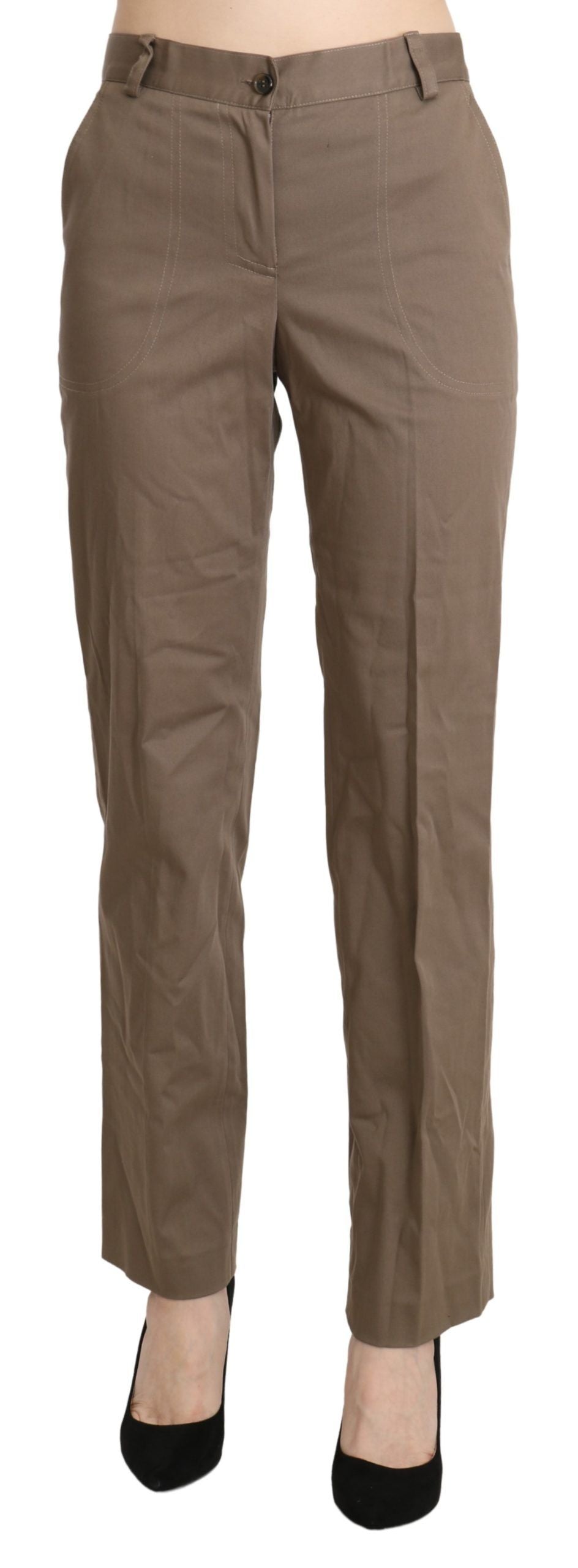 BENCIVENGA Elegante High Waist Straight Hose in Braun