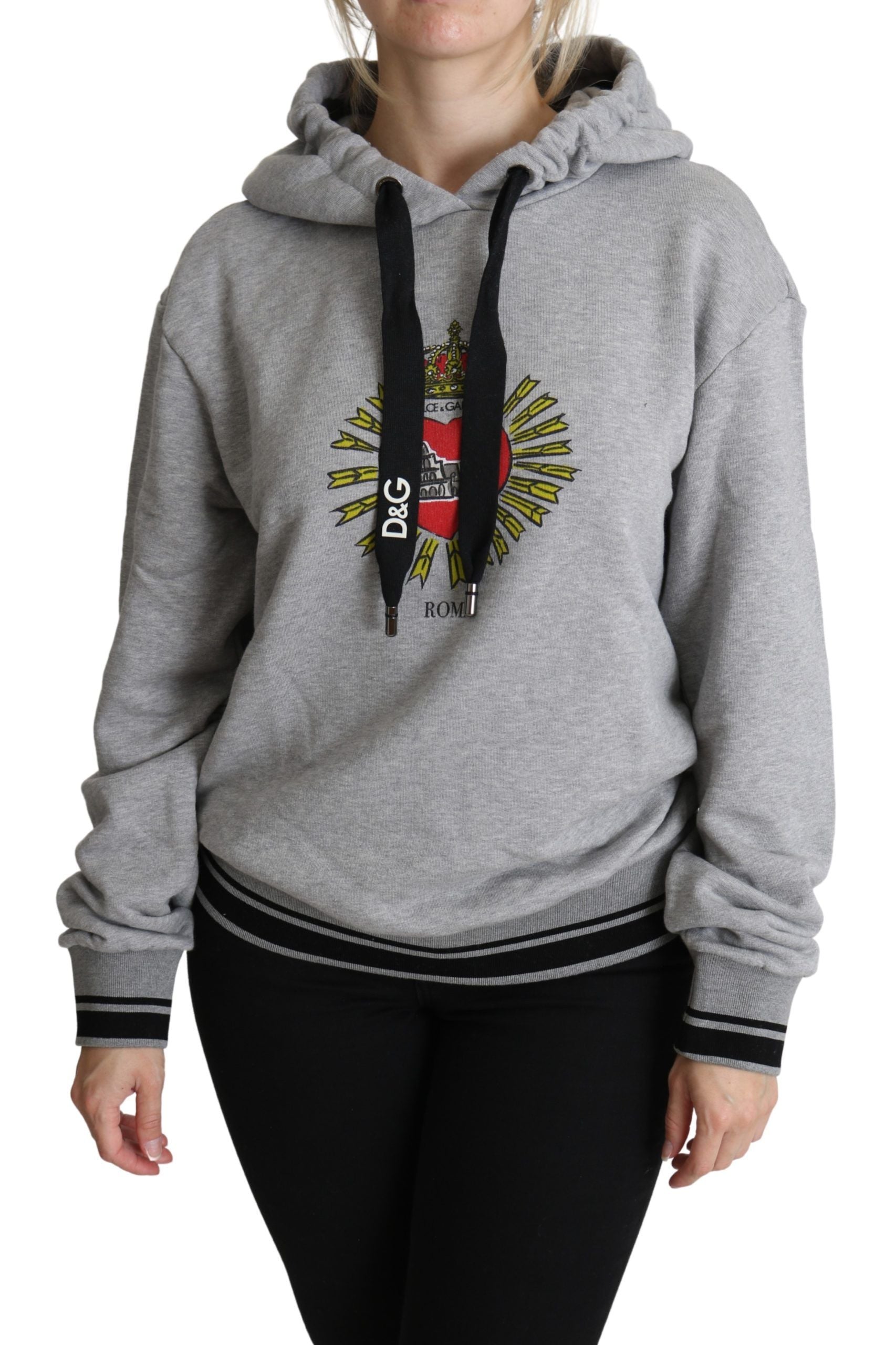 Dolce & Gabbana – Exklusiver grauer Baumwollpullover mit Kapuze
