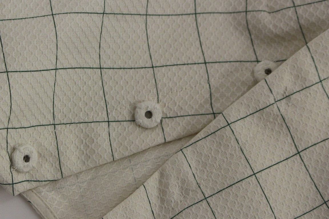 Andrea Incontri White Cotton Checkered Shirt Top