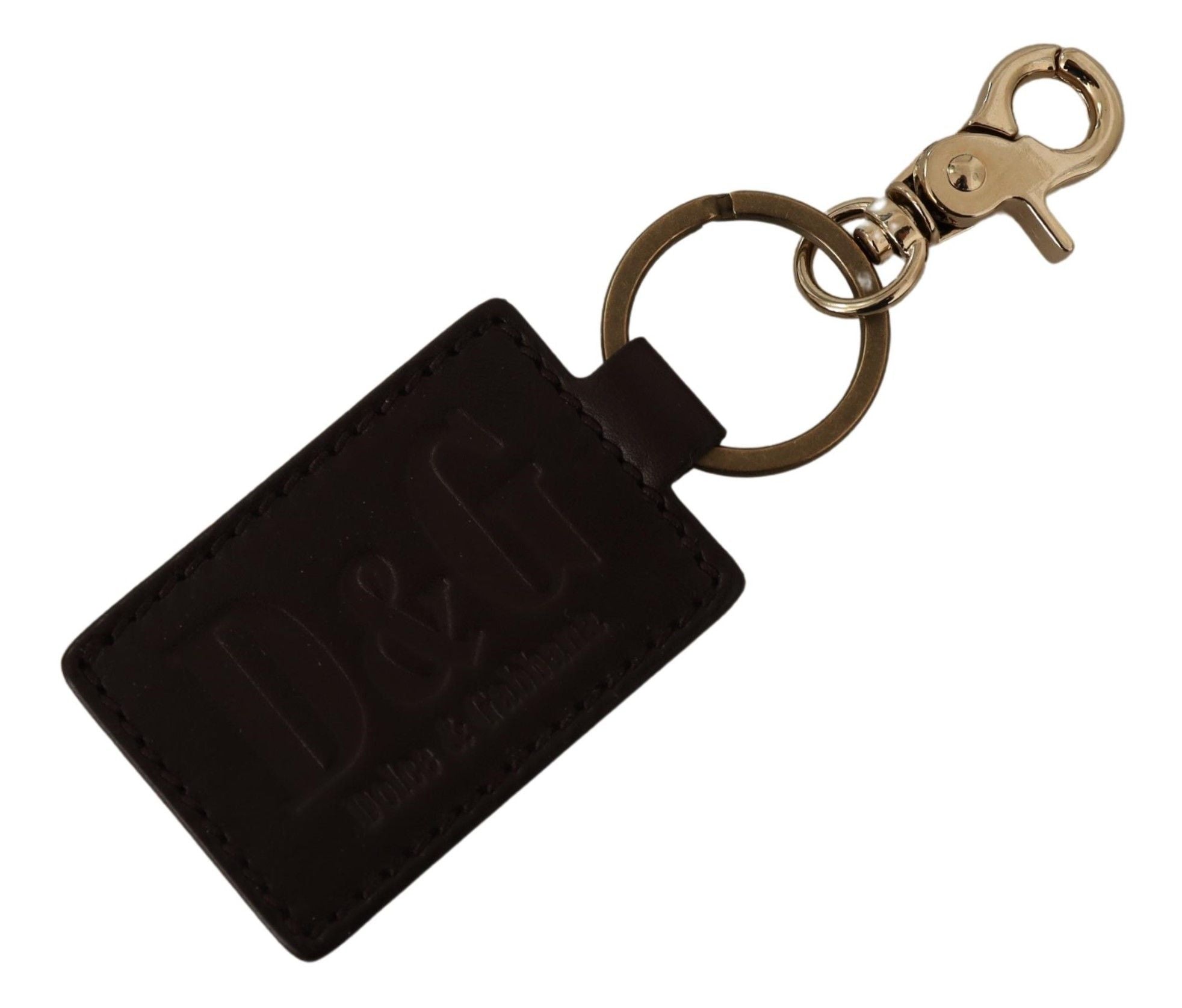 Dolce & Gabbana Eleganter Unisex-Schlüsselanhänger aus Leder mit Golddetail