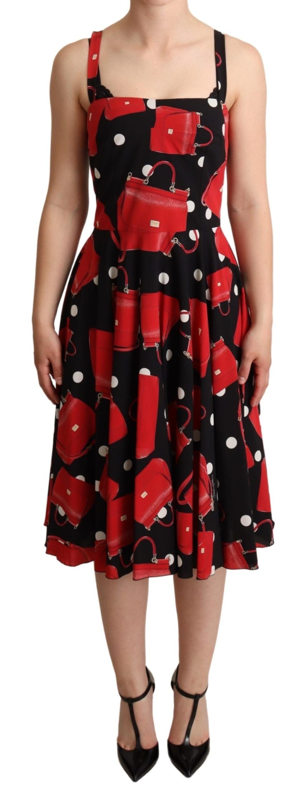 Dolce & Gabbana – Ärmelloses Midikleid mit sizilianischem Taschendruck