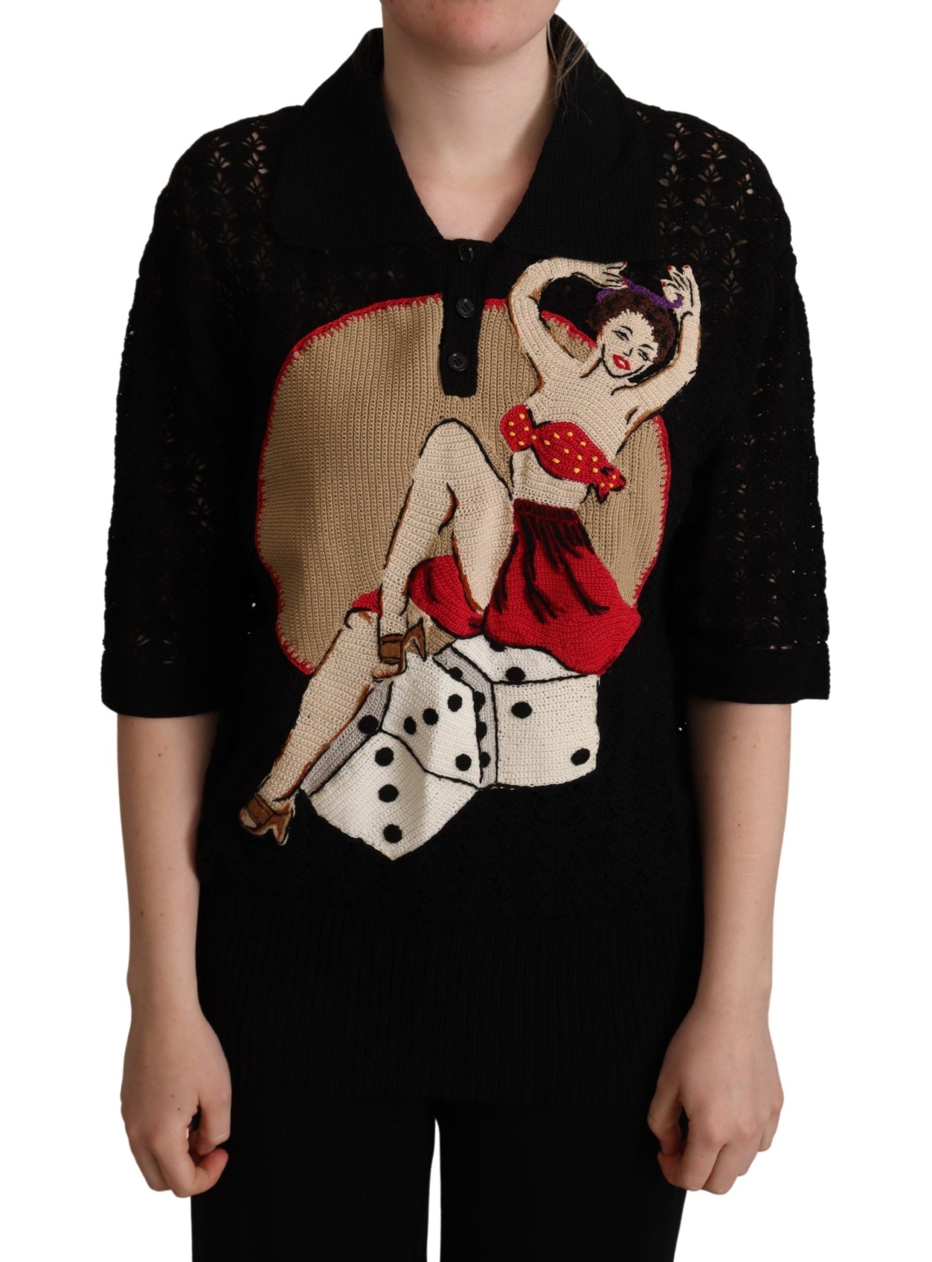 Dolce & Gabbana – Bestickter Luxus-Kurzarmpullover