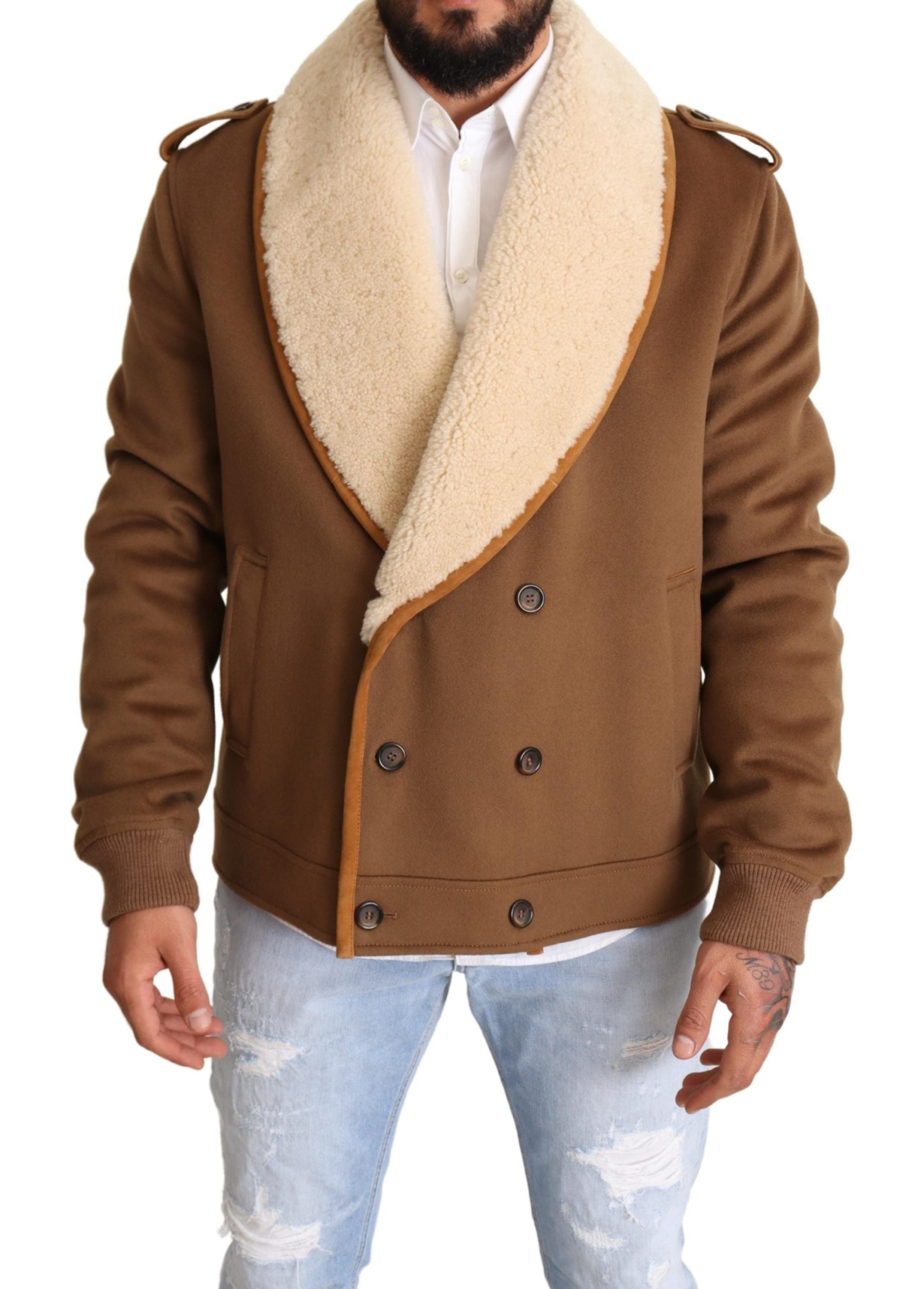 Dolce & Gabbana Elegante zweireihige Lammfelljacke