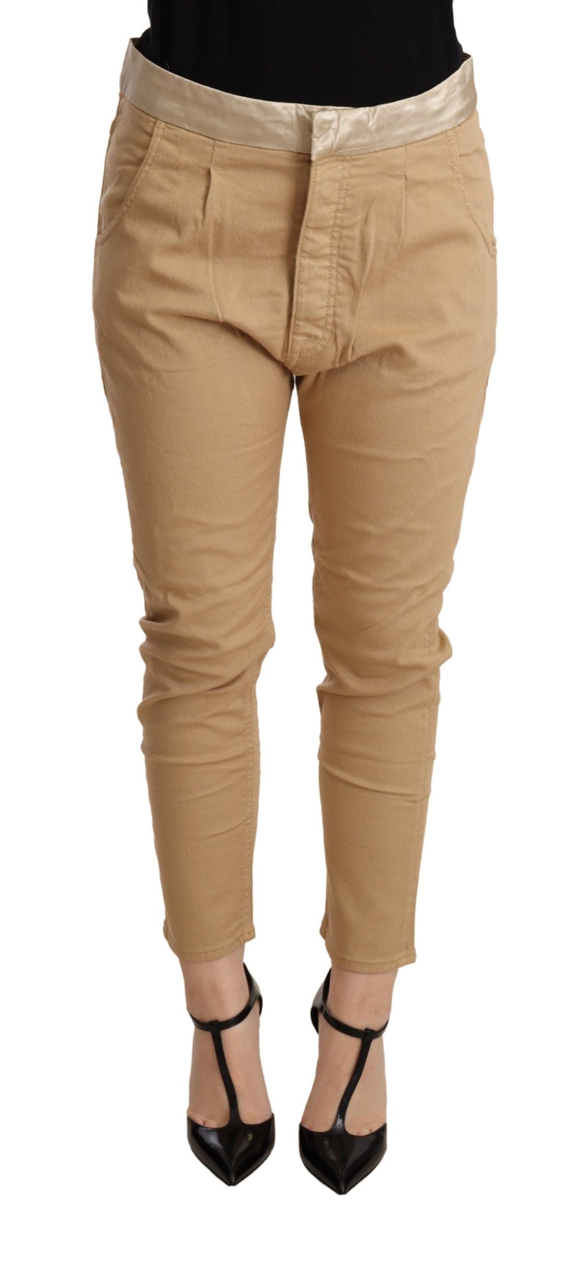 CYCLE Beige Slim Fit Skinny-Hose mit mittlerer Taille