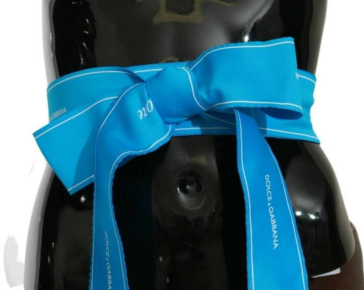 Dolce & Gabbana Eleganter Taillengürtel mit Schleife und Druckknopf in Blau
