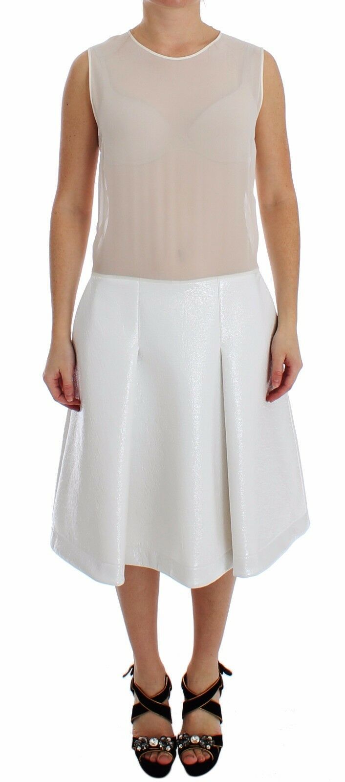 Koonhor – Elegantes weißes Trägerkleid aus Seiden-Wollmischung