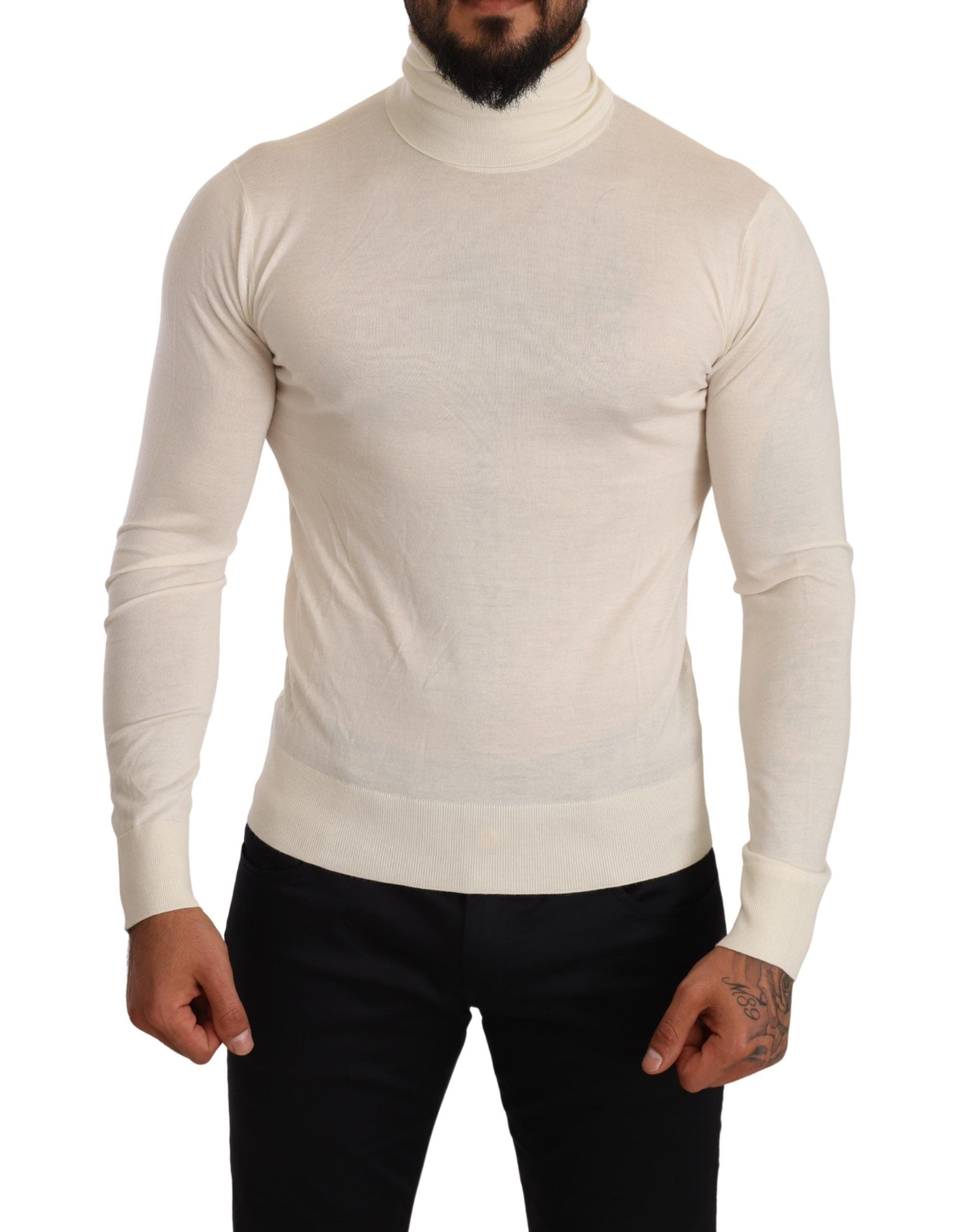 Dolce & Gabbana Cremefarbener Rollkragenpullover aus Kaschmir
