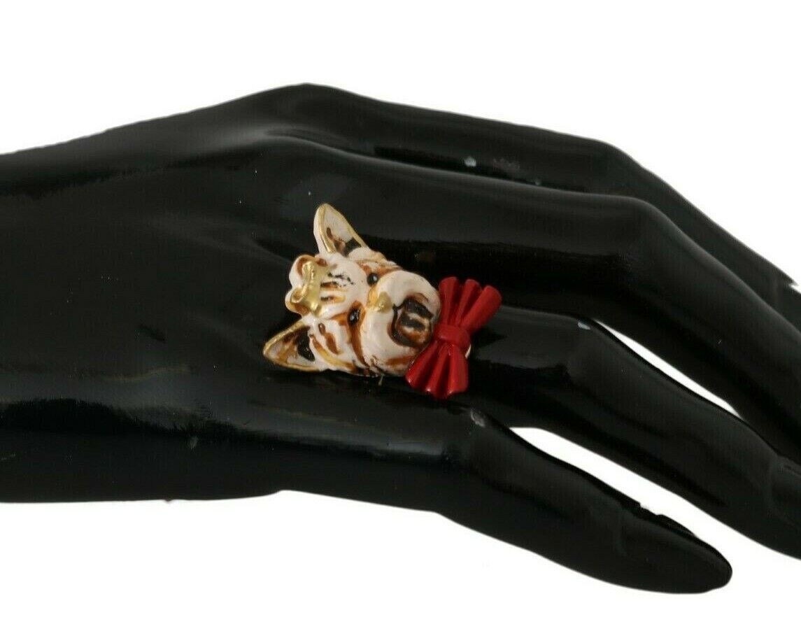 Dolce & Gabbana – Eleganter, goldfarbener Ring im Hunde-Stil