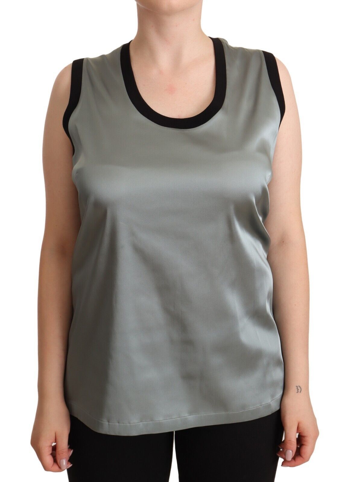 Dolce & Gabbana Elegante silberne ärmellose Bluse