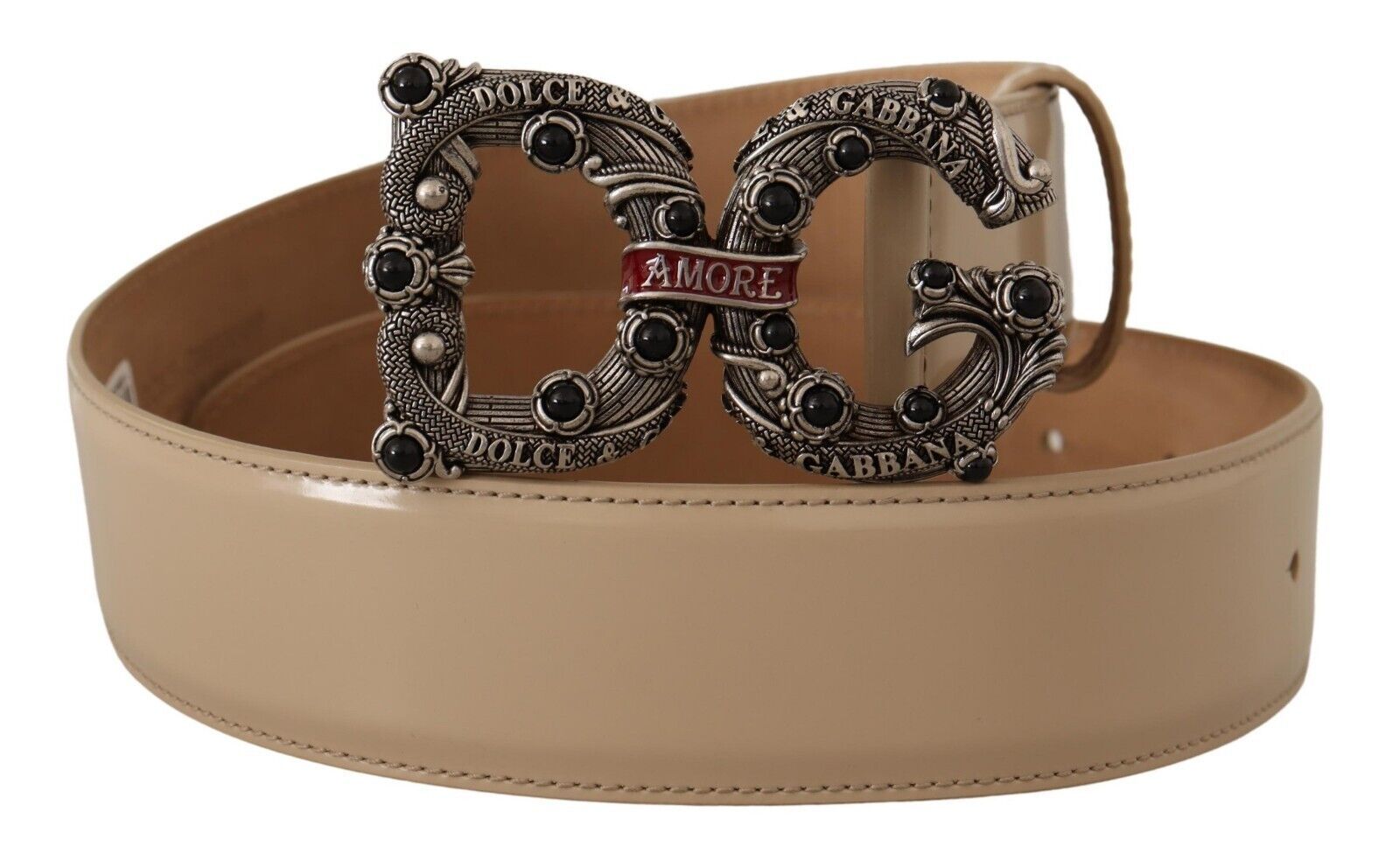Dolce & Gabbana Vintage-Gürtel aus Messing mit Logo und Perlenverzierung