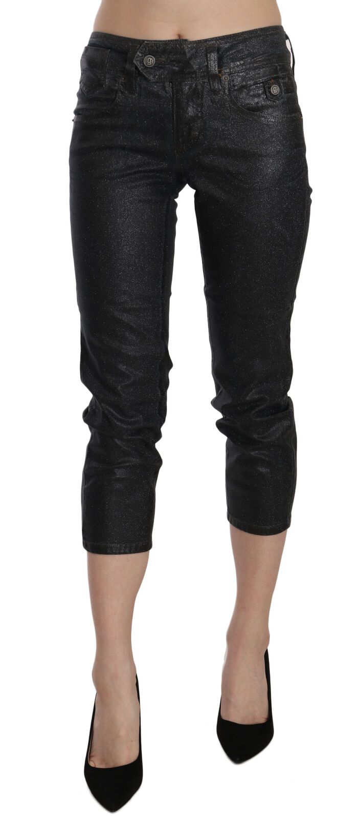 John Galliano – Schicke, schwarze Cropped-Jeans mit mittlerer Taille