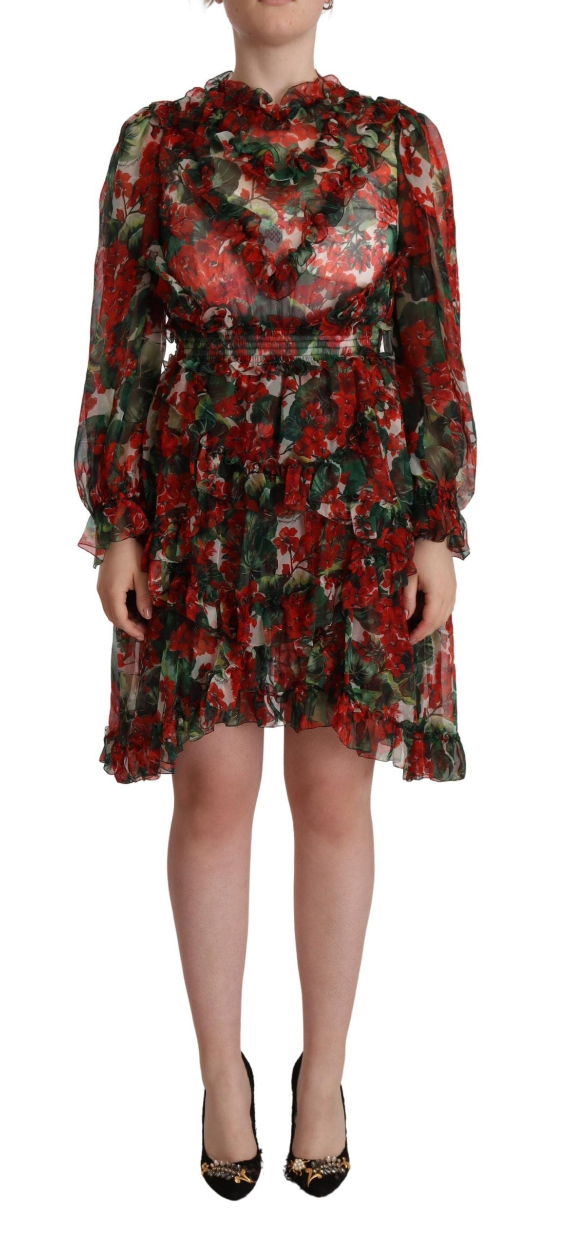 Dolce & Gabbana Mini-Knielanges Seidenkleid mit Blumenmuster