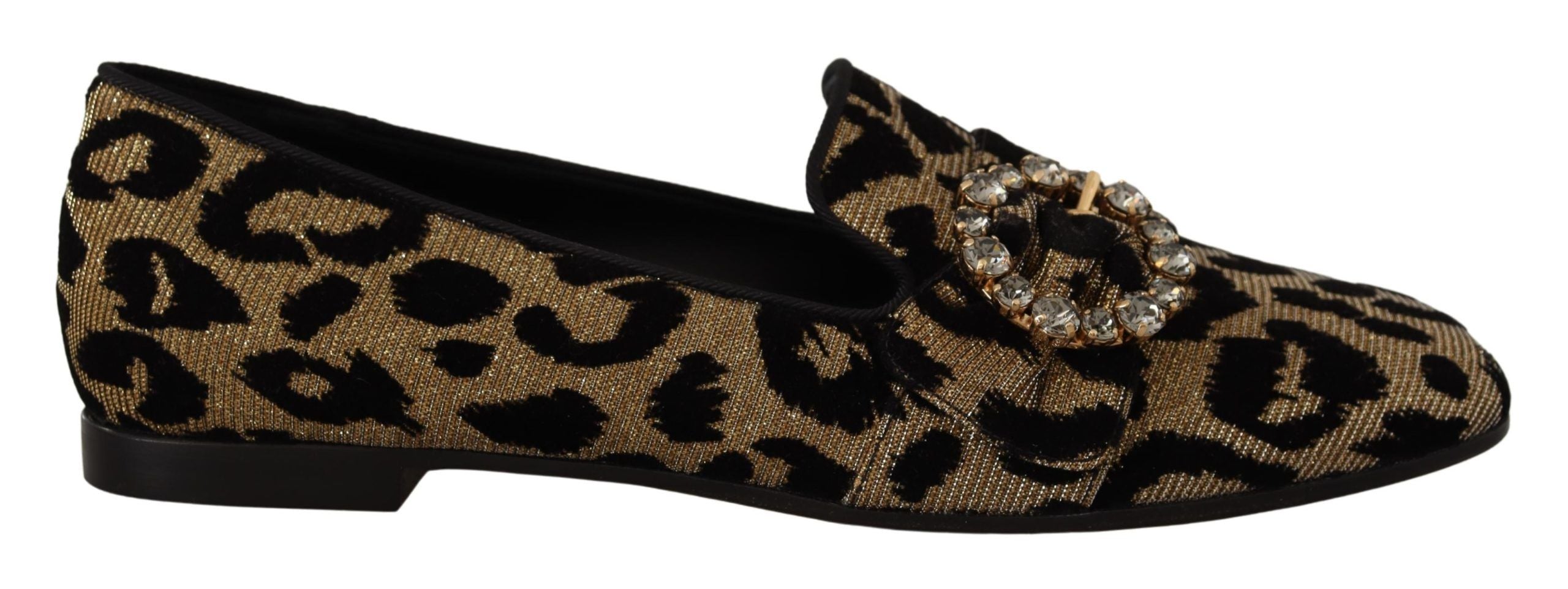Dolce & Gabbana Elegante Loafer mit Leopardenmuster und Kristallsteinen