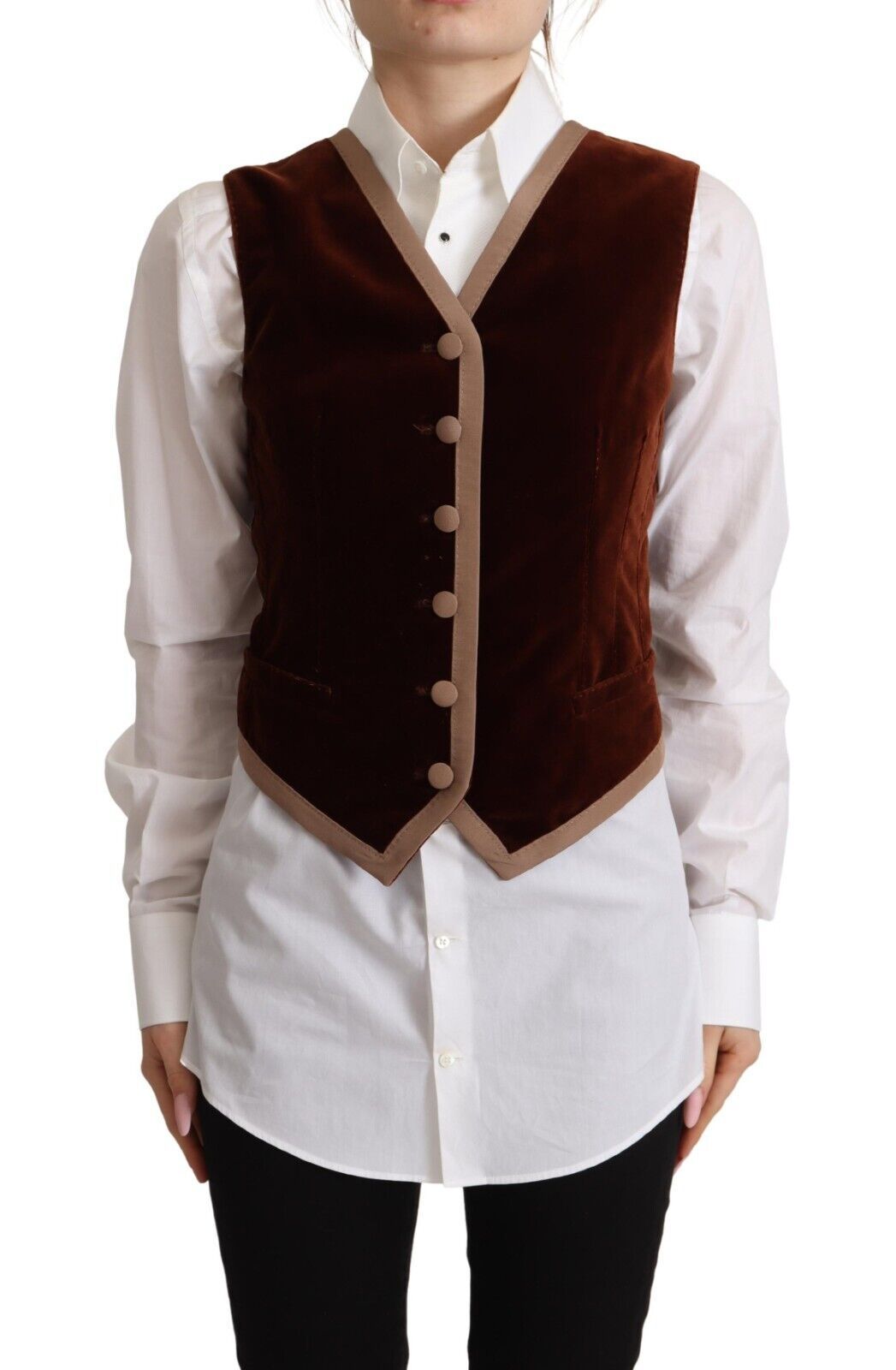 Dolce & Gabbana Elegantes ärmelloses Samttop in Bordeaux