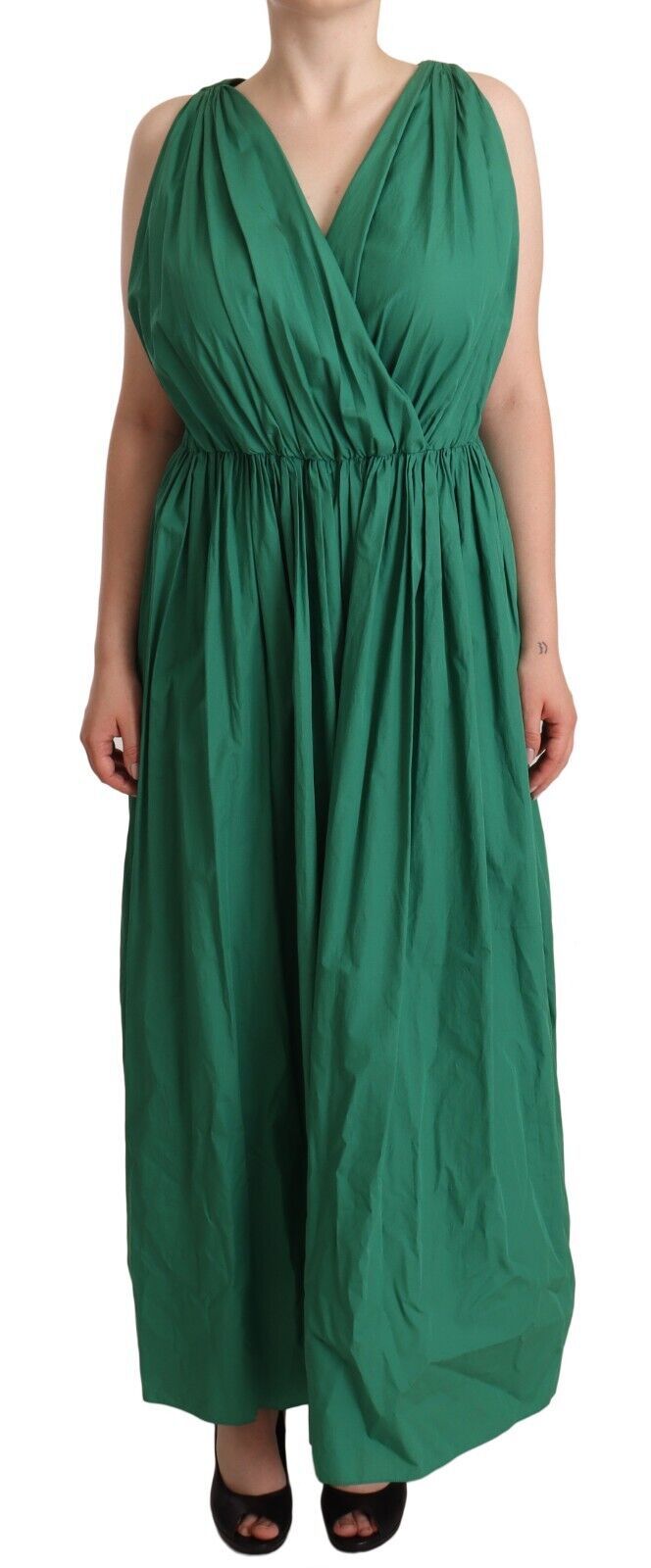 Dolce & Gabbana Elegantes, tiefgrünes, ärmelloses A-Linien-Kleid