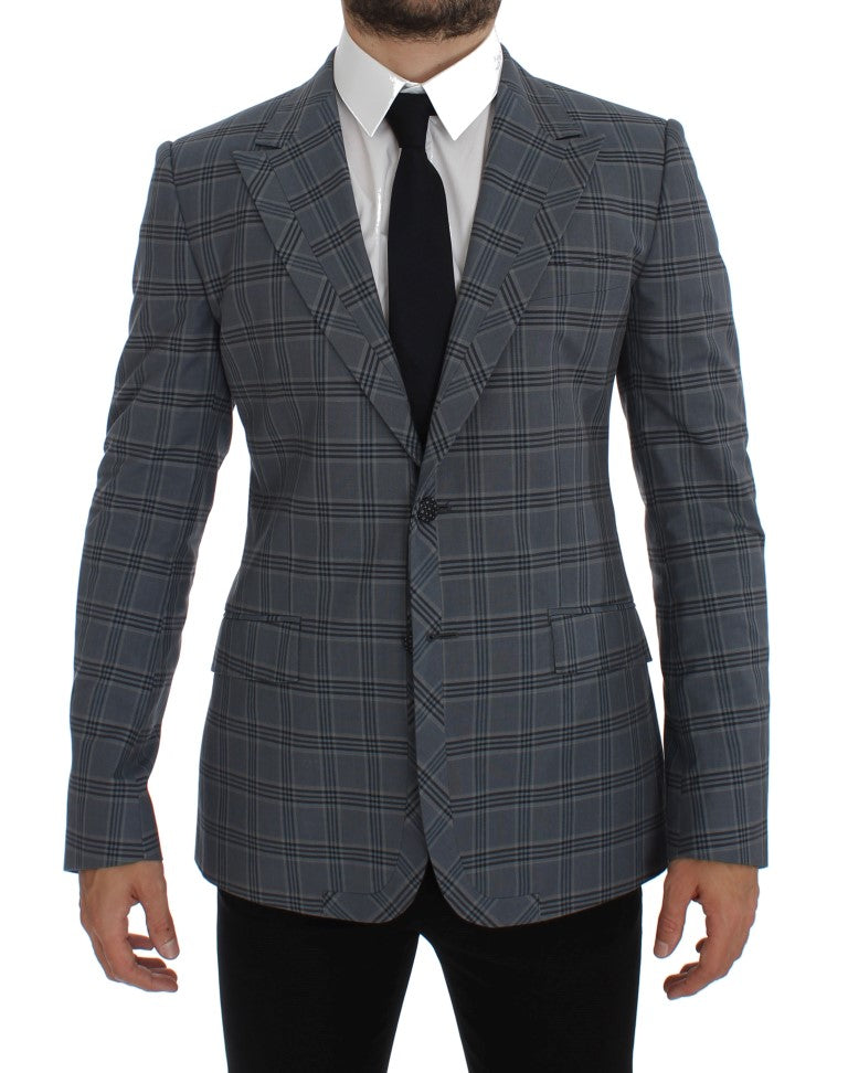 Dolce & Gabbana Eleganter blau karierter Slim Fit Blazer