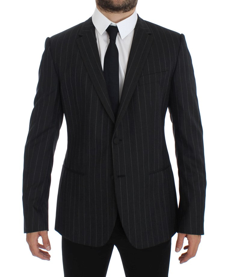 Dolce & Gabbana Schicke grau gestreifte Blazerjacke aus Wolle