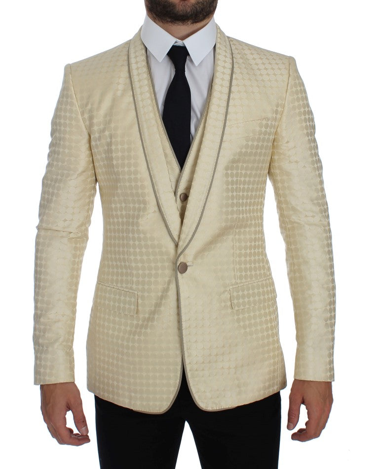 Dolce & Gabbana – Eleganter Blazer und Weste in Beige mit Punkten