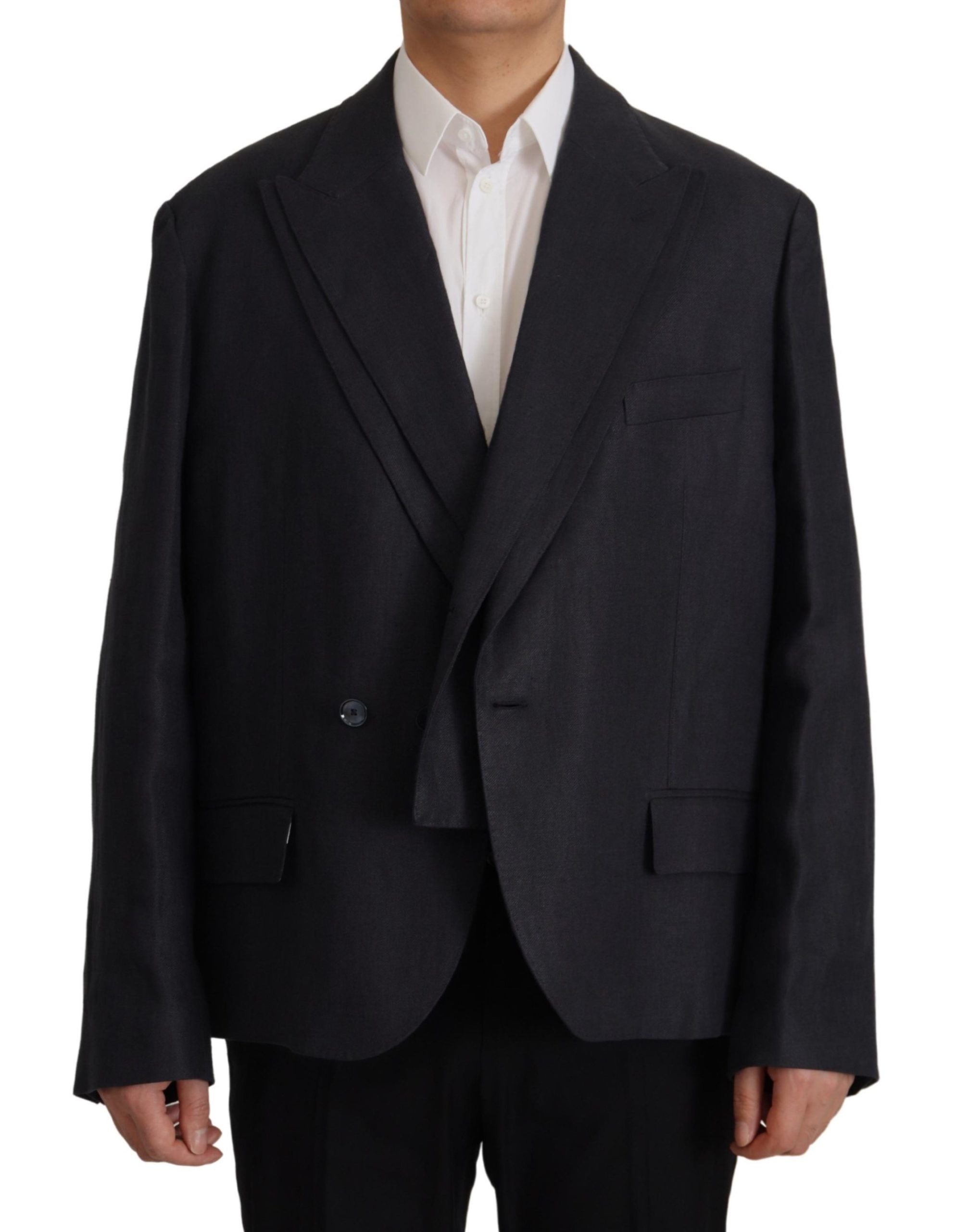 Dolce & Gabbana – Eleganter, zweireihiger Blazer aus marineblauem Leinen