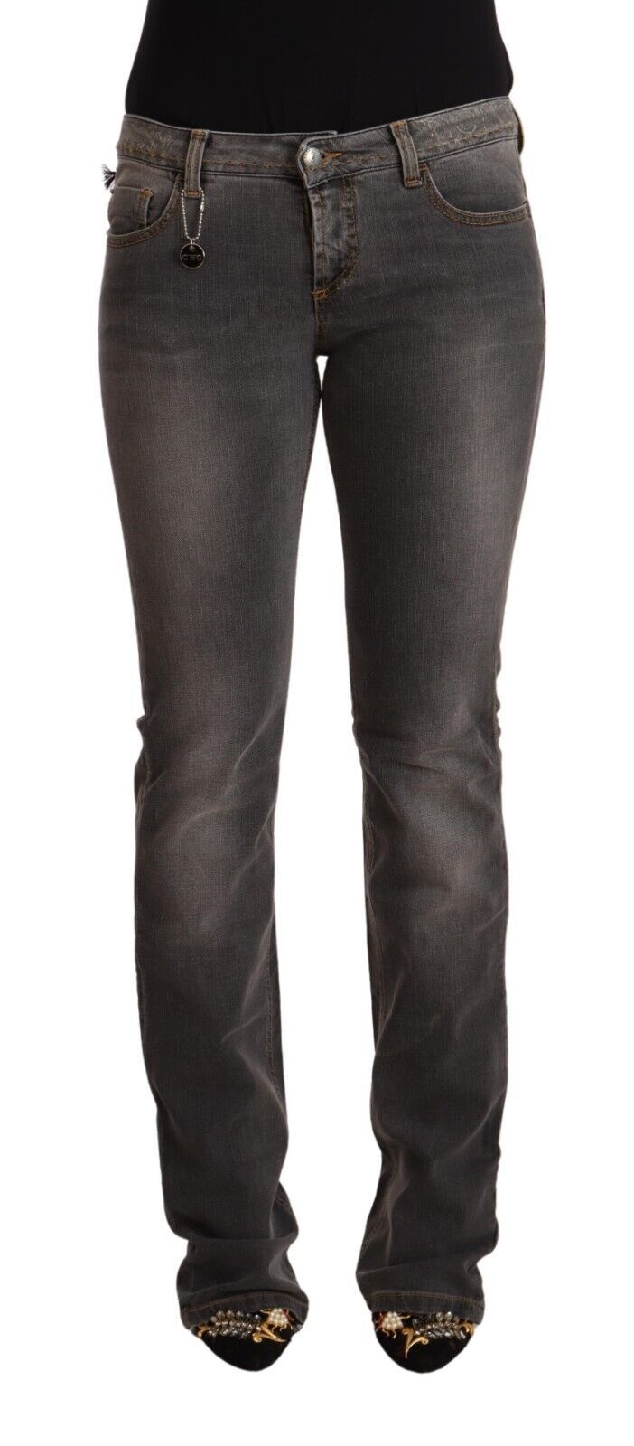Costume National Chic Graue Skinny Jeans mit niedriger Taille