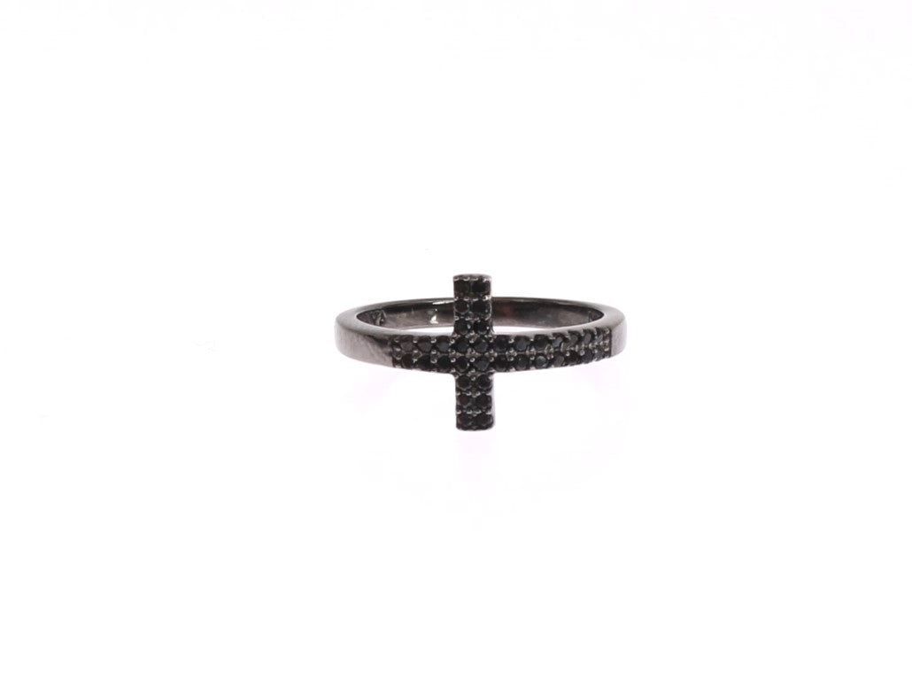 Nialaya – Exquisiter Sterling-Silberring mit schwarzen Zirkonia-Kristallen