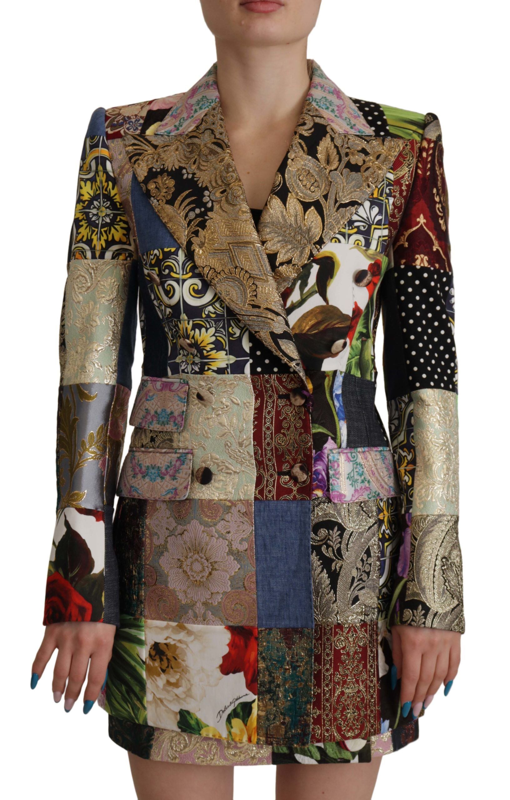 Dolce & Gabbana Elegante mehrfarbige Patchwork-Blazerjacke