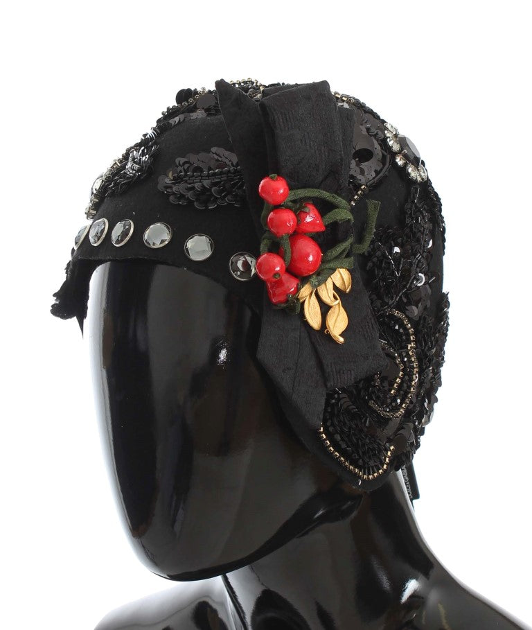 Dolce & Gabbana – Eleganter schwarzer Glockenhut mit Kristallen