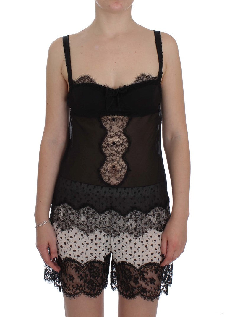 Dolce & Gabbana Elegantes Babydoll-Hemdchen aus Seiden-Blumenspitze