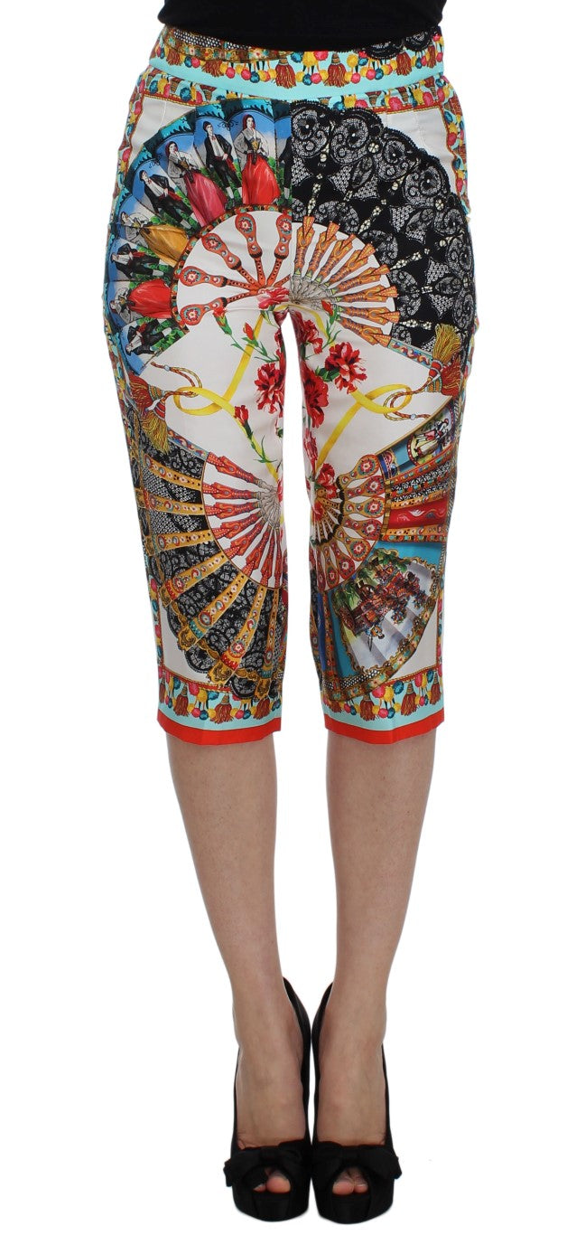 Mehrfarbige Caprihose aus Majolika-Seide von Dolce & Gabbana