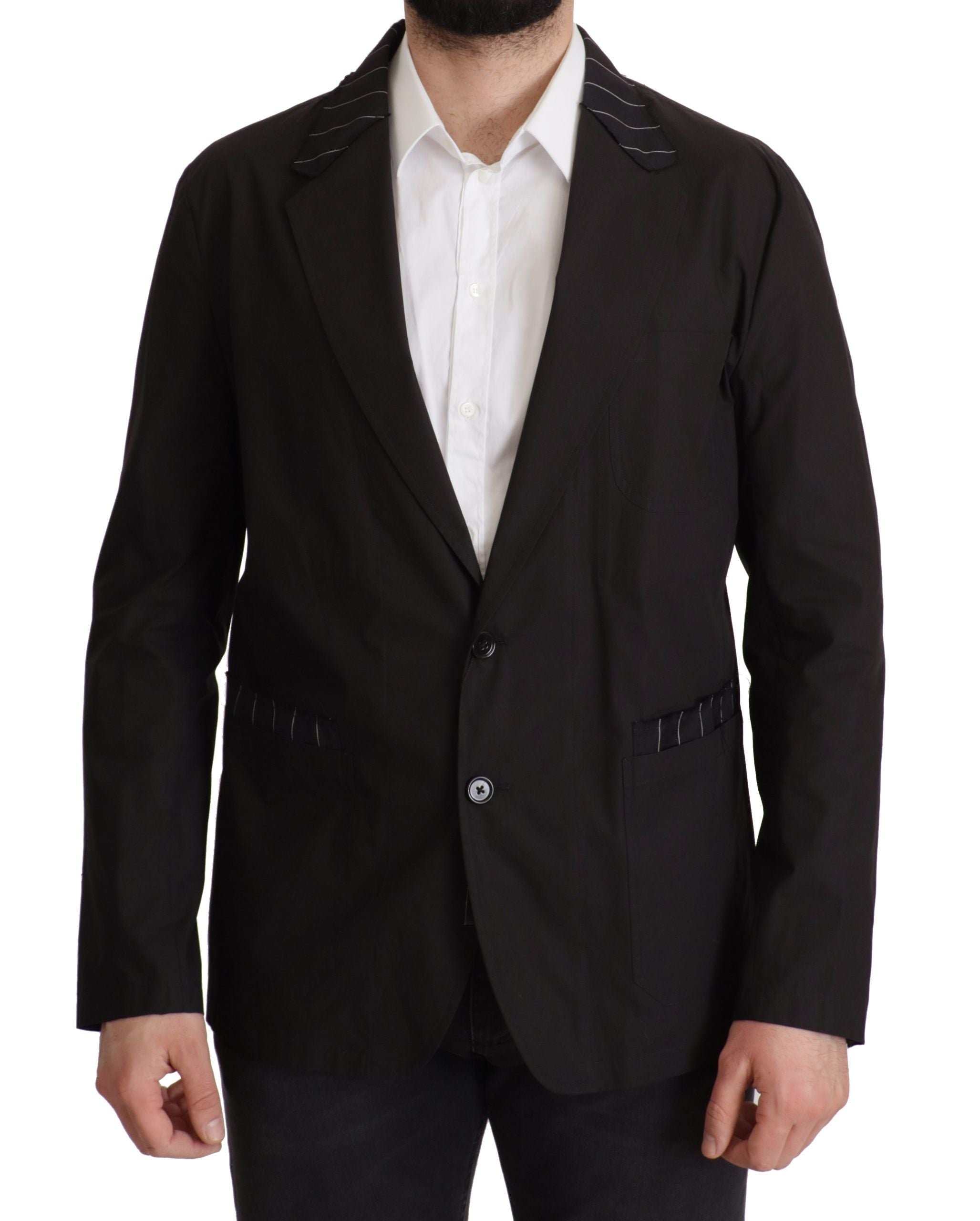 Dolce & Gabbana Elegante schwarze Blazerjacke aus Baumwoll-Wollmischung