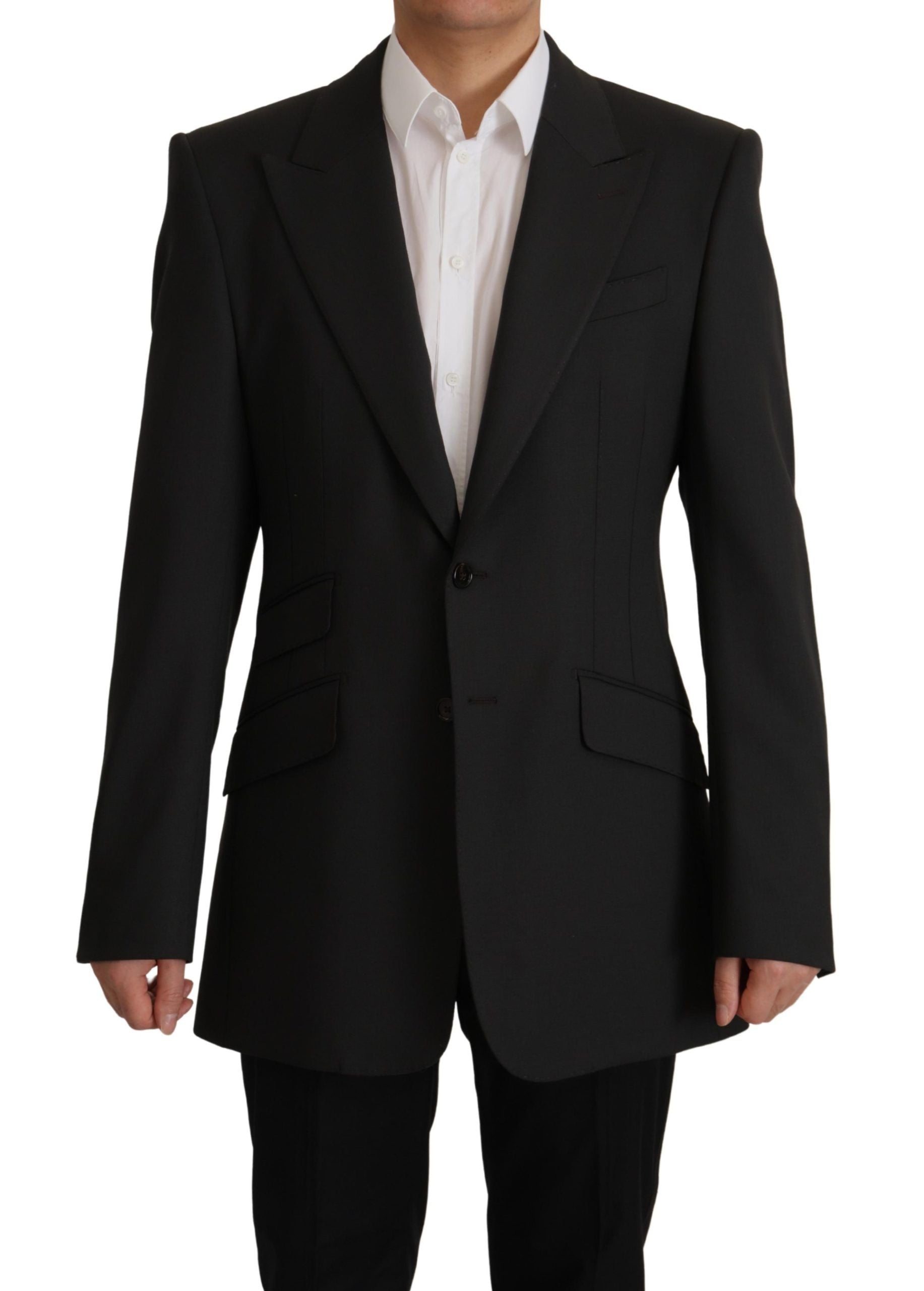 Dolce & Gabbana Elegante, schmale Blazerjacke aus schwarzer Wolle
