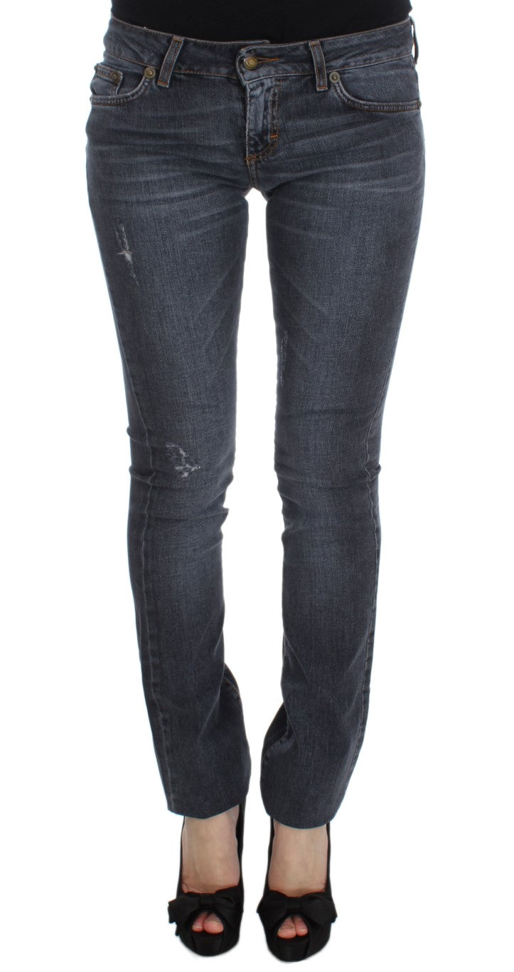 Cavalli Slim Fit Jeans in grüner Diamantblau-Waschung