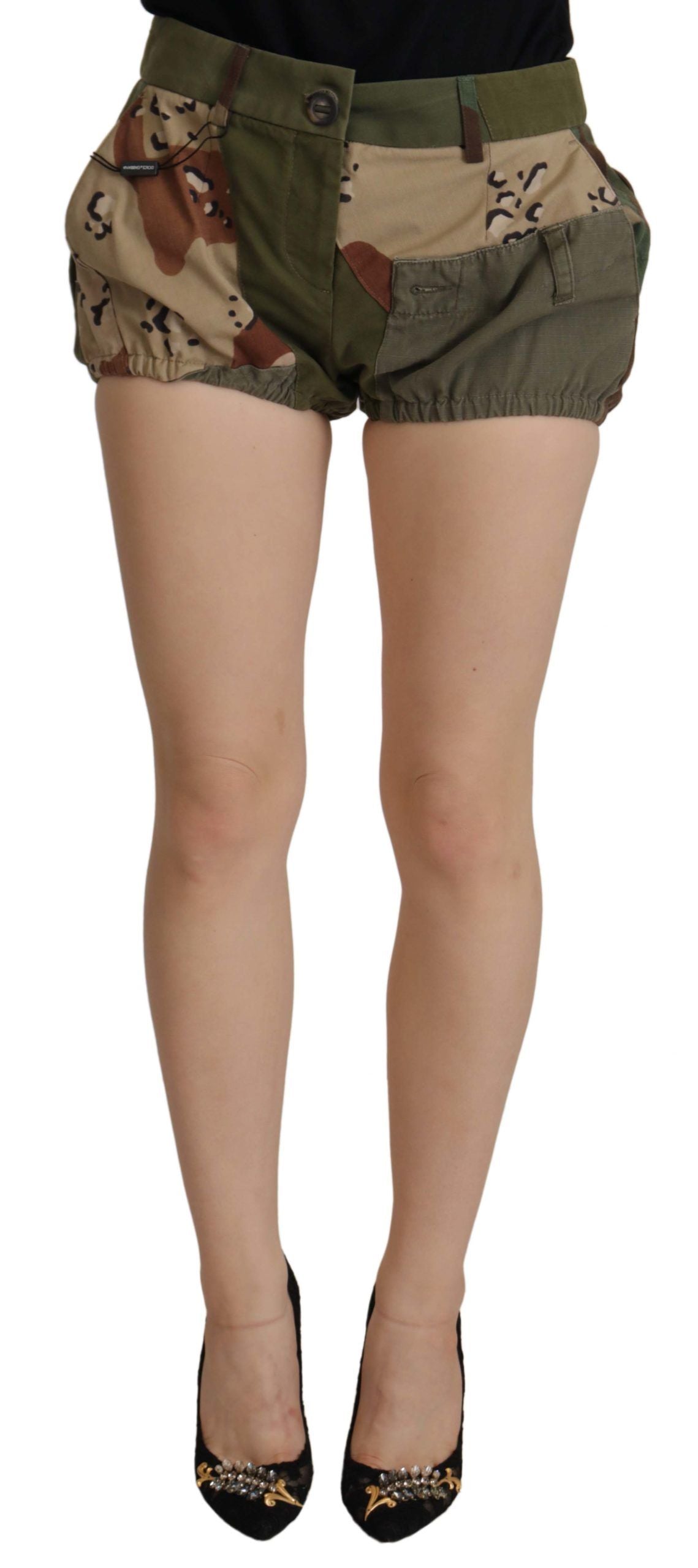 Dolce & Gabbana – Hotpants mit hoher Taille in Armeegrün