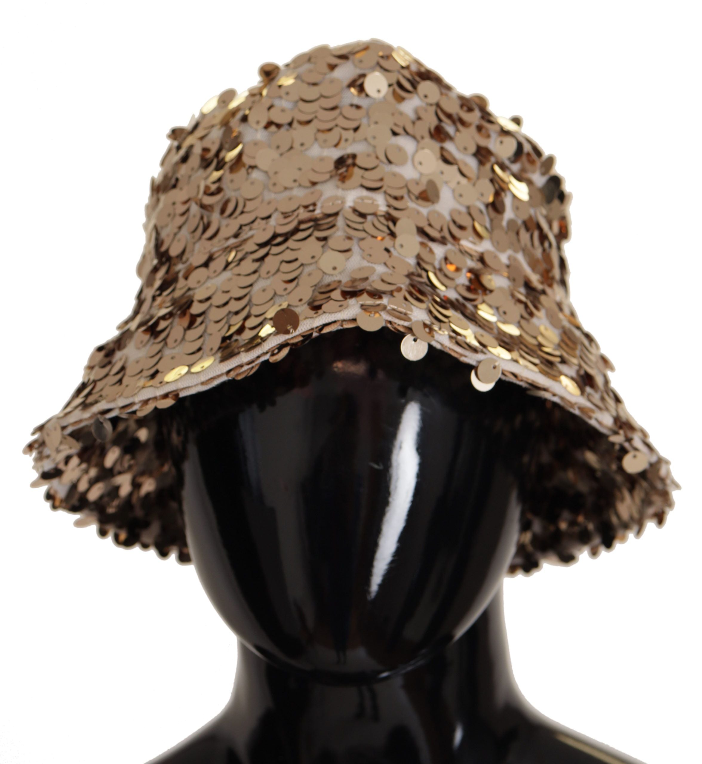 Dolce & Gabbana – Eleganter, mit Pailletten besetzter goldener Fischerhut