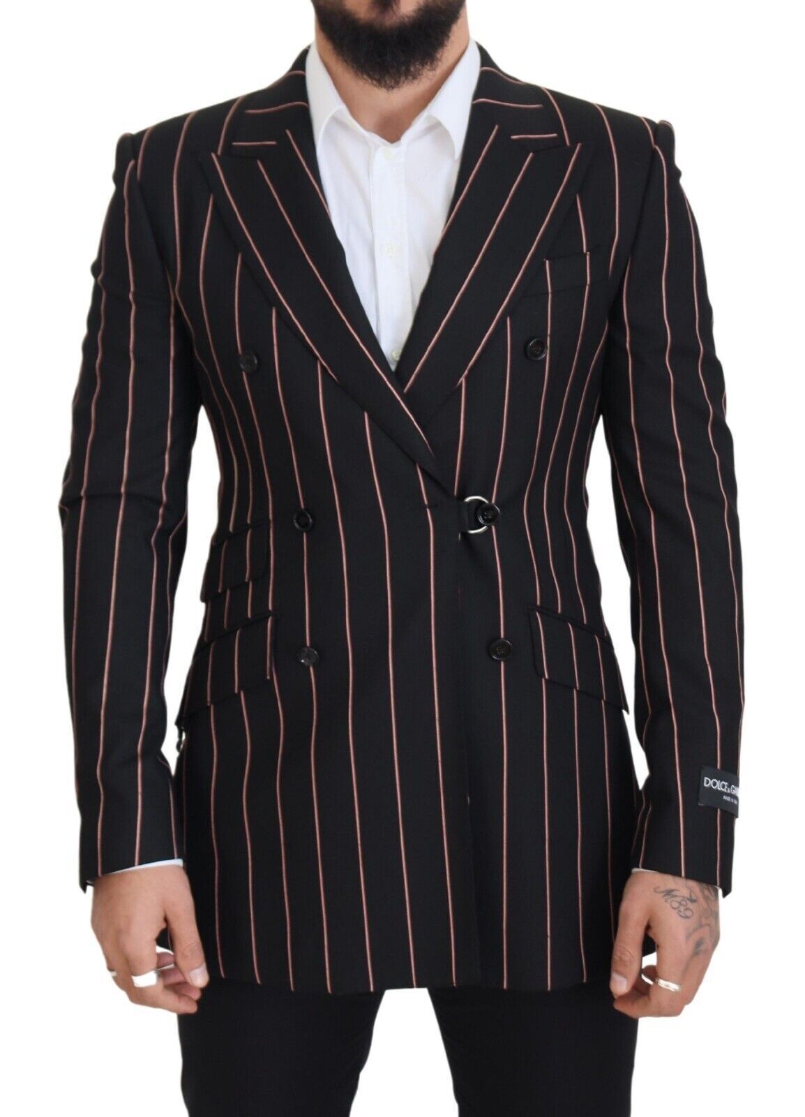 Dolce & Gabbana Eleganter Slim Fit Zweireihiger Schwarzer Blazer