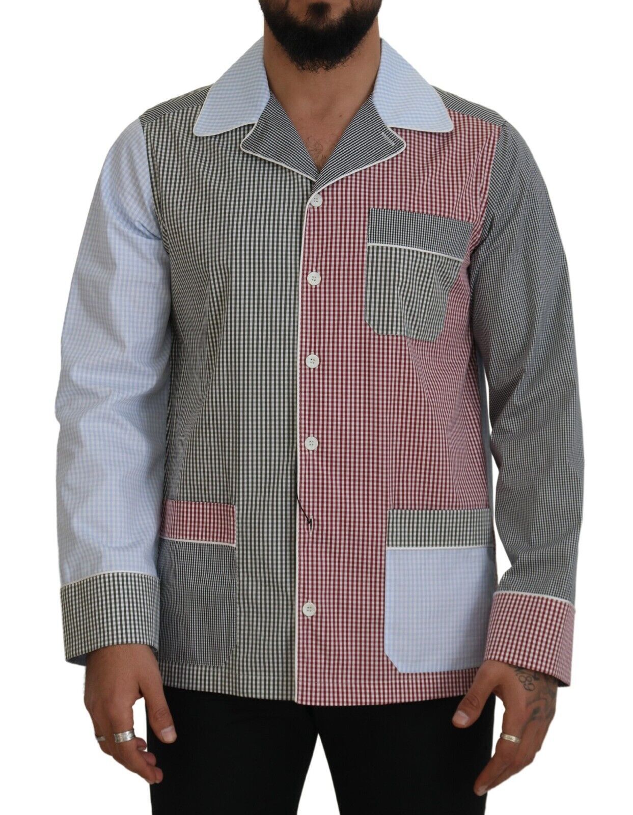 Dolce & Gabbana Mehrfarbiges Button-Down-Schlafshirt aus Baumwolle