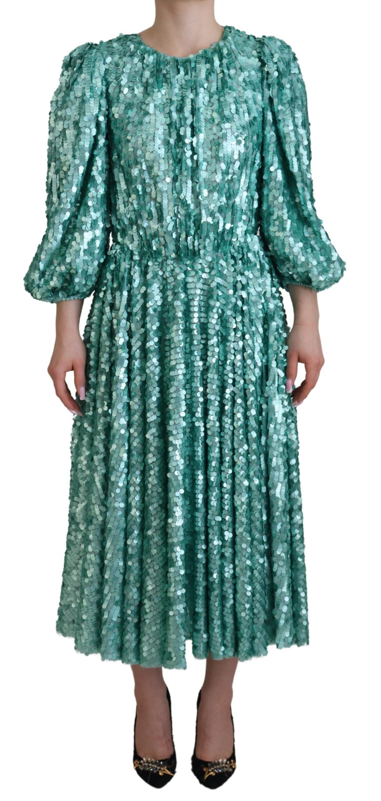 Dolce & Gabbana Elegantes A-Linien-Midikleid mit Pailletten