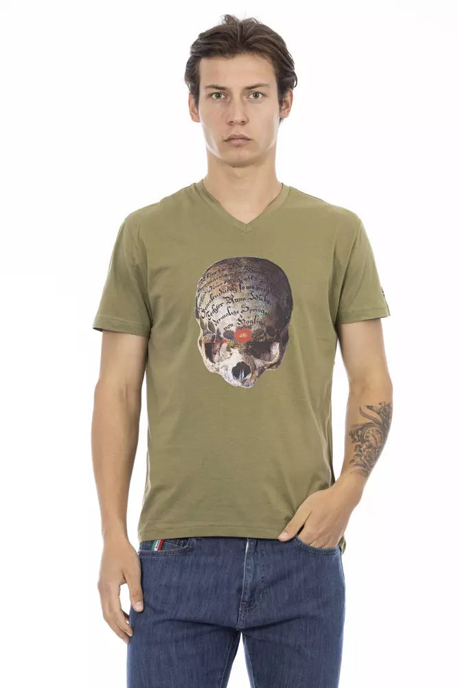 Trussardi Action Grünes Herren-T-Shirt aus Baumwolle