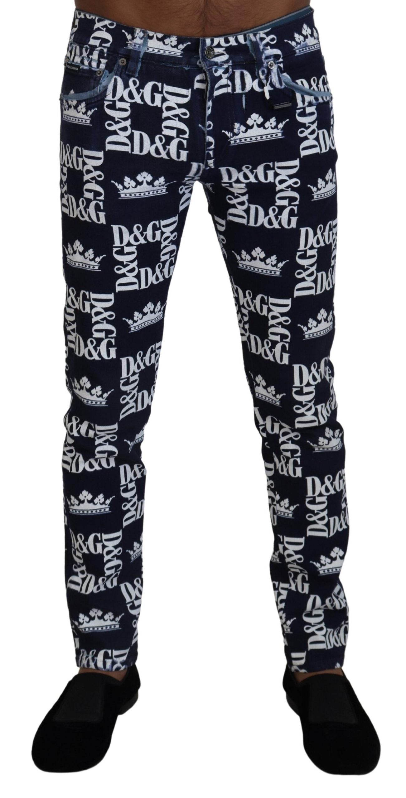 Dolce & Gabbana Elegante Jeanshose mit Kronen-Print