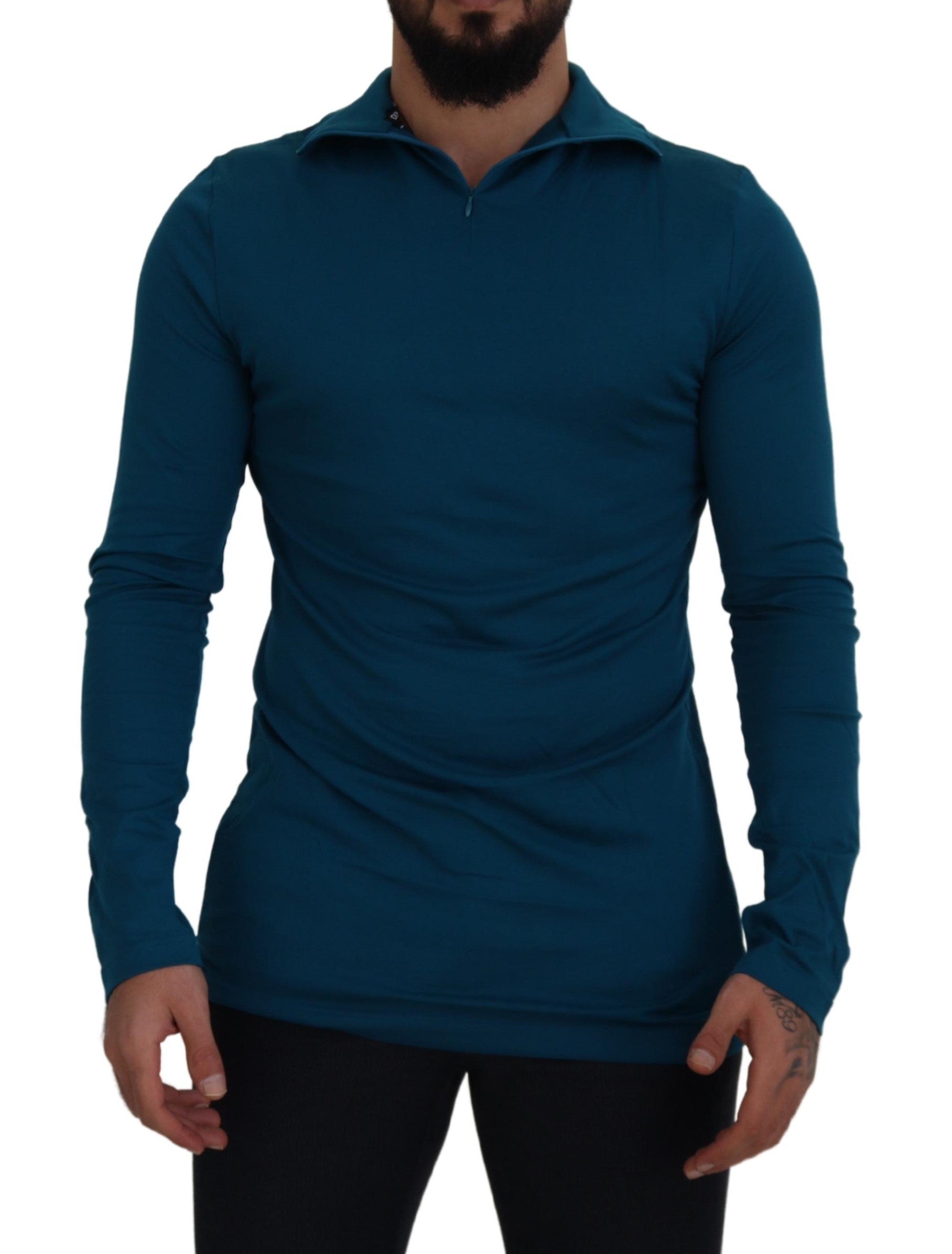 Dolce & Gabbana Eleganter blauer Baumwollpullover