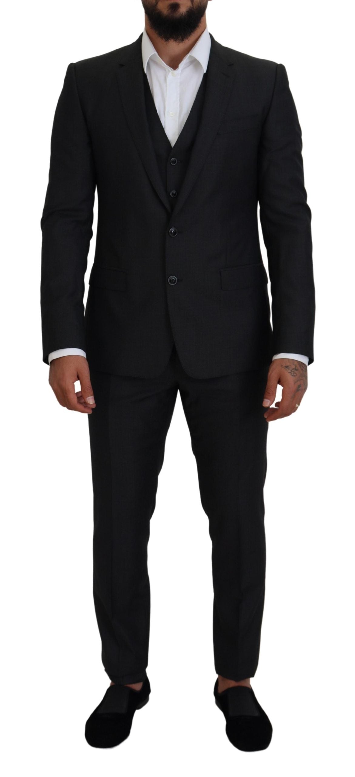 Dolce & Gabbana Eleganter grauer Martini-Dreiteiler aus Wolle und Seide