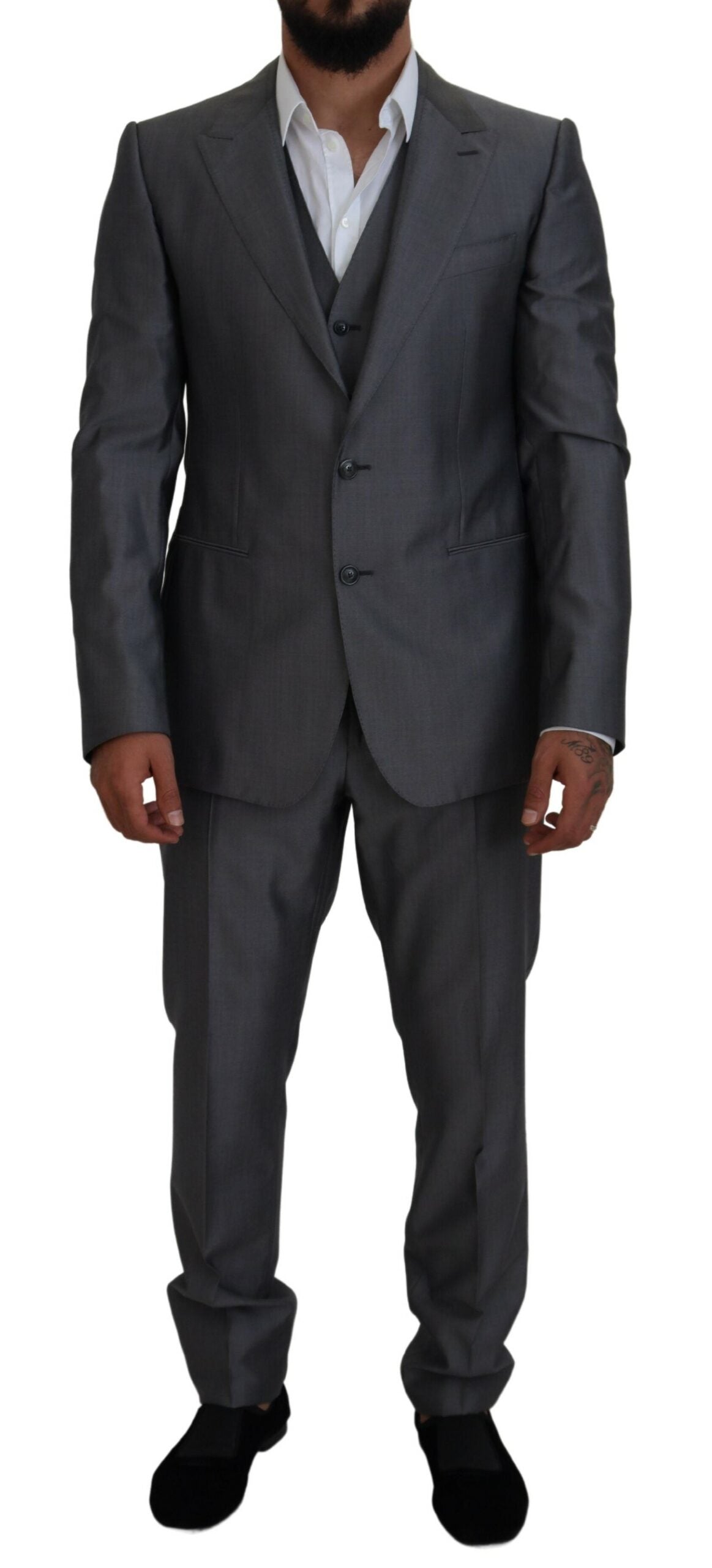 Dolce & Gabbana Elegantes grau-silbernes Sicilia-Anzug-Ensemble